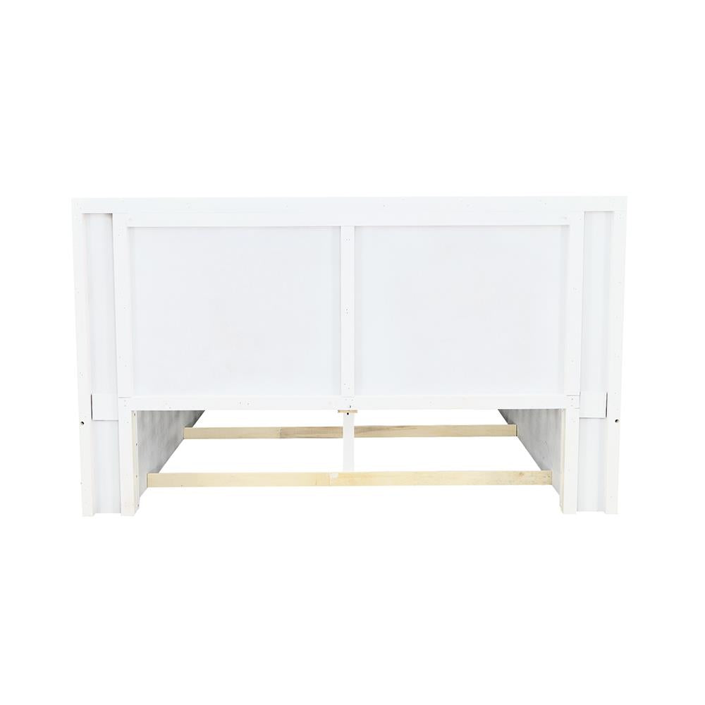 Jessica Queen Platform Bed with Rail Seating White - 202990Q - Bien Home Furniture & Electronics