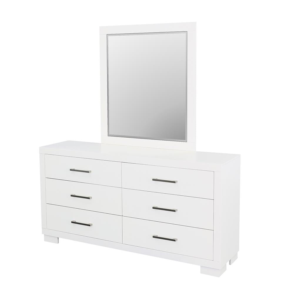 Jessica White Rectangular Mirror - 202994 - Bien Home Furniture & Electronics
