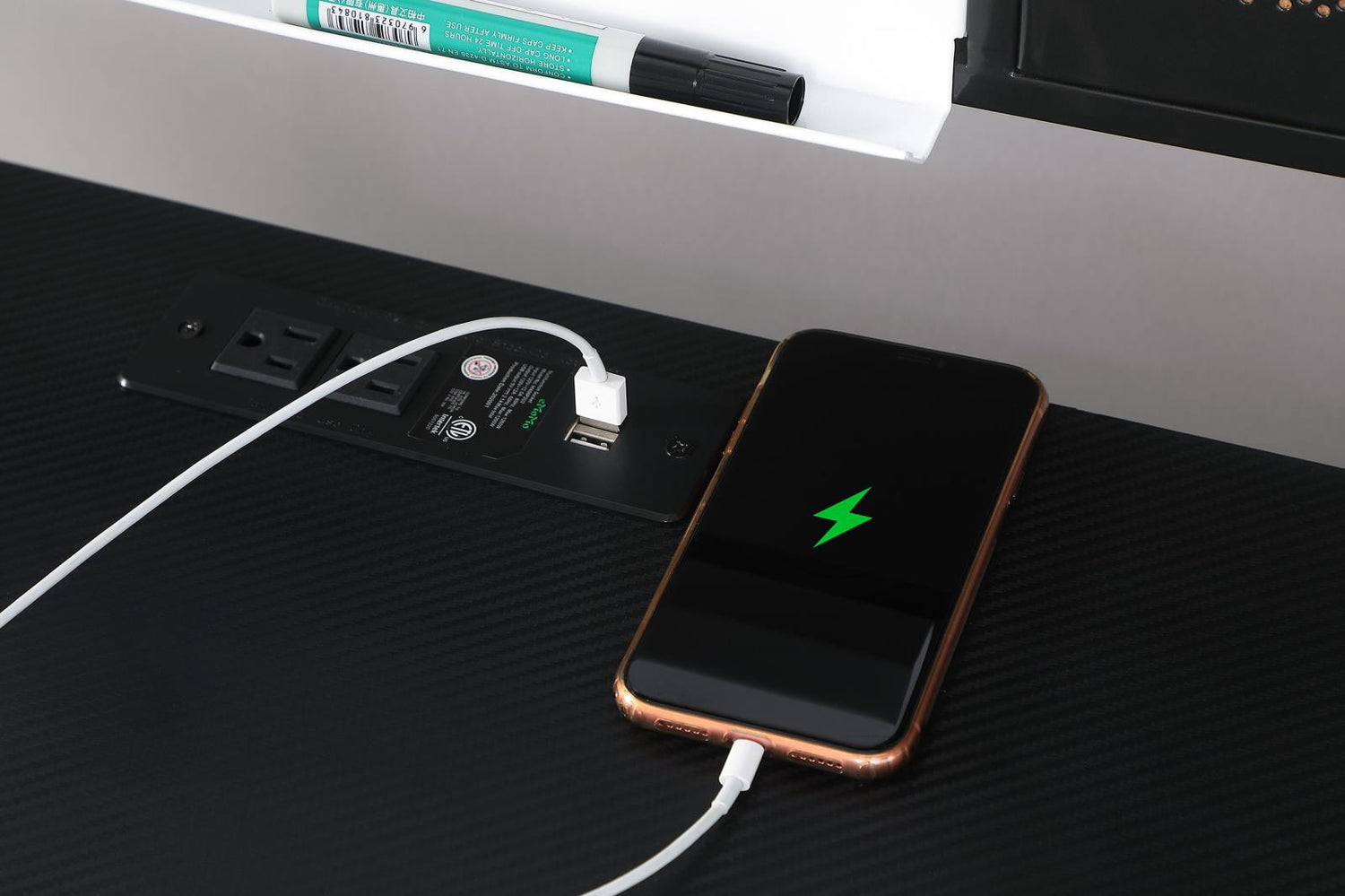 Jessie Black/Gunmetal Writing Desk with USB Ports - 801404 - Bien Home Furniture & Electronics