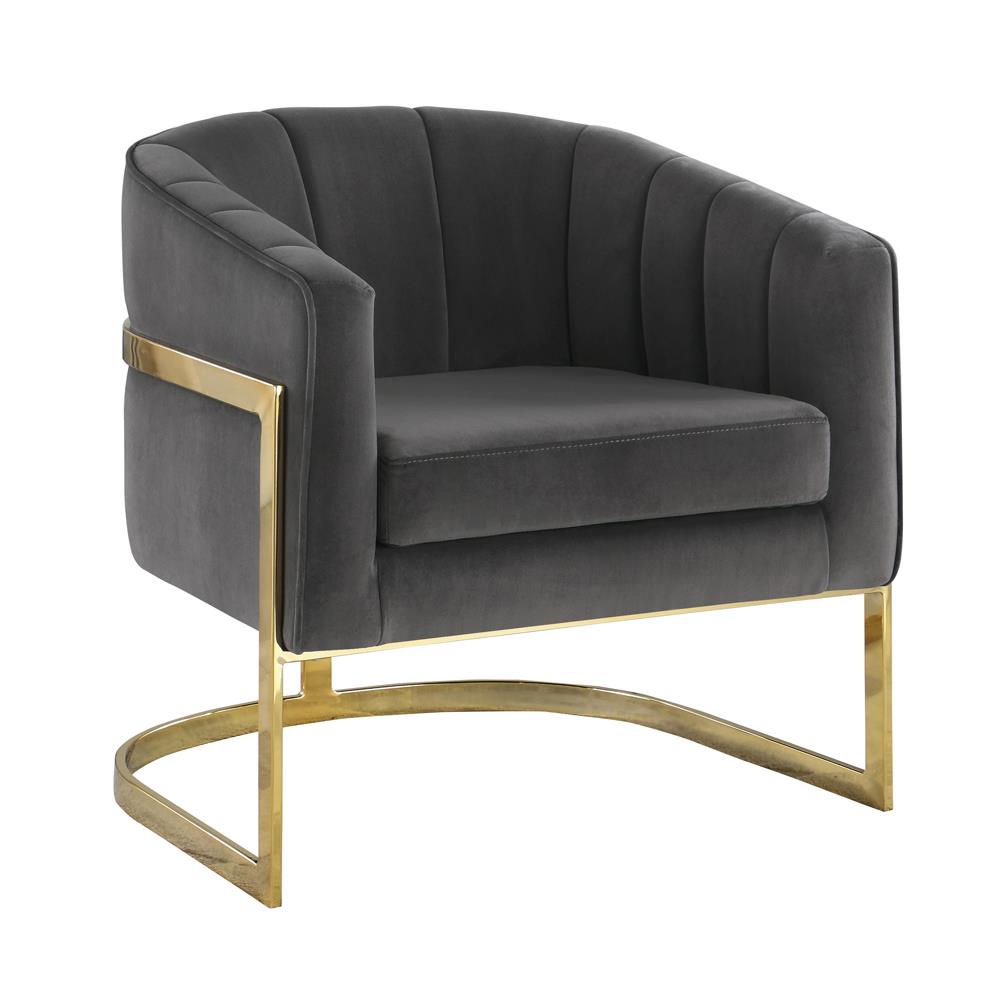 Joey Dark Gray/Gold Tufted Barrel Accent Chair - 903039 - Bien Home Furniture & Electronics