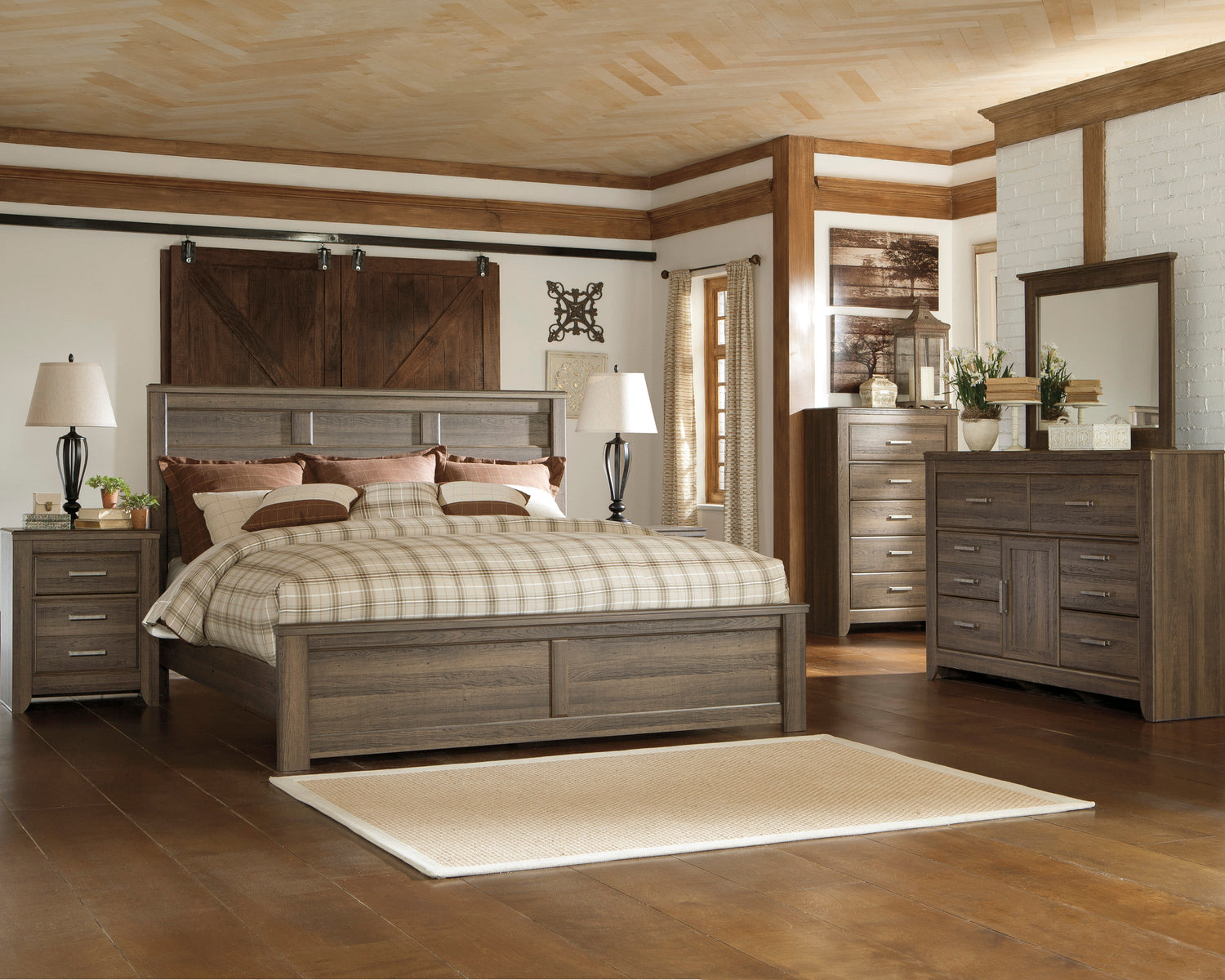Juararo Dark Brown Panel Bedroom Set - SET | B251-54 | B251-57 | B251-98 | B251-31 | B251-36 - Bien Home Furniture & Electronics