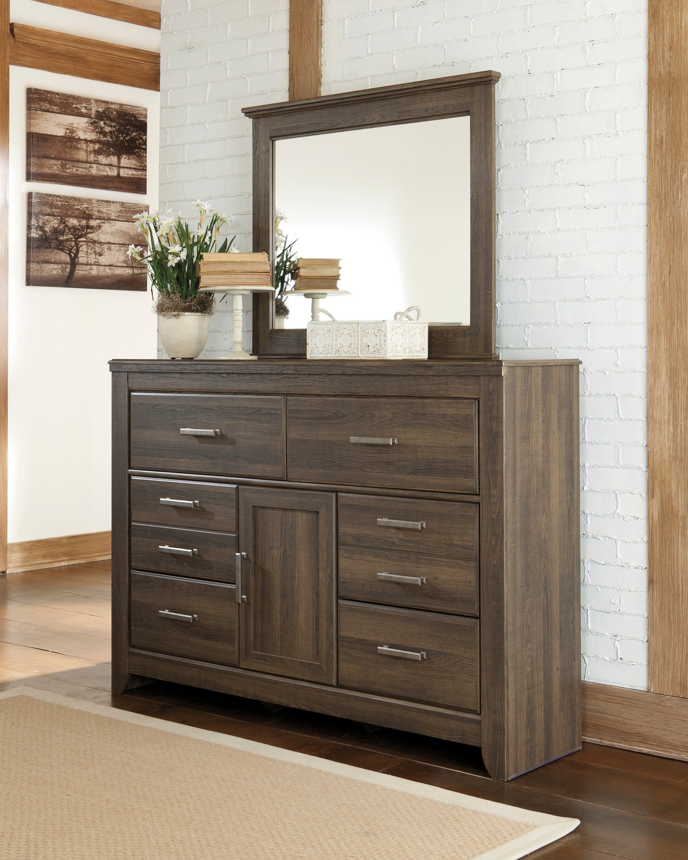 Juararo Dark Brown Panel Bedroom Set - SET | B251-54 | B251-57 | B251-98 | B251-31 | B251-36 - Bien Home Furniture & Electronics