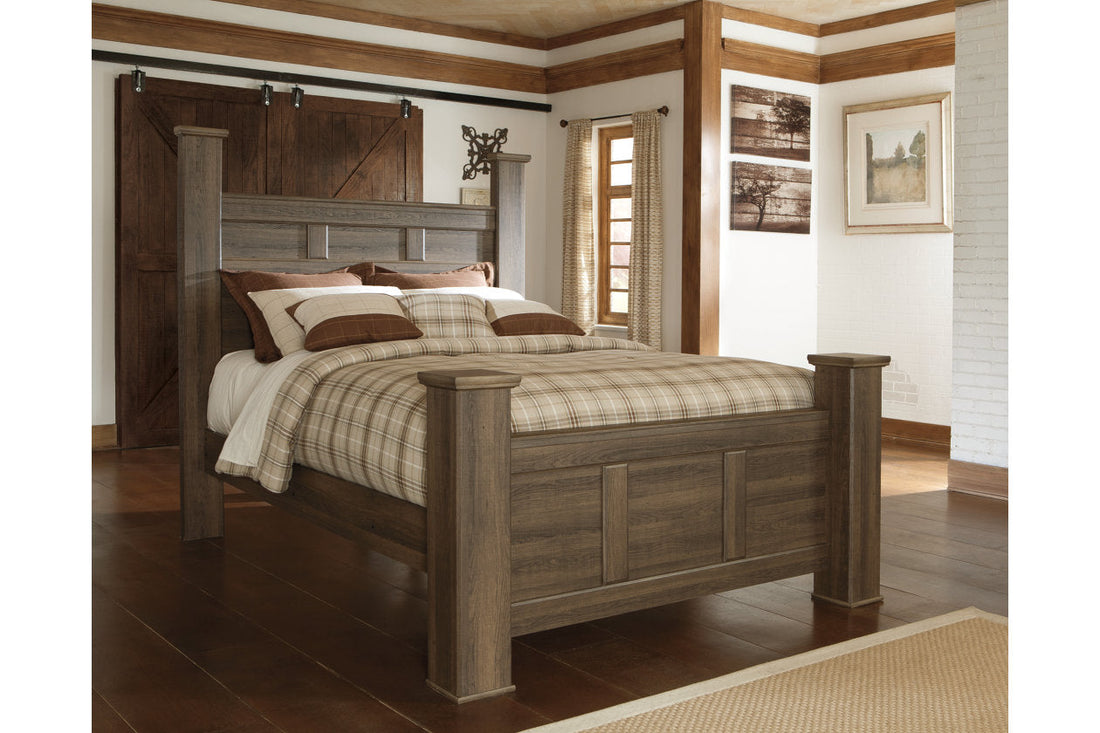 Juararo Dark Brown Queen Poster Bed - SET | B251-64 | B251-67 | B251-98 - Bien Home Furniture &amp; Electronics