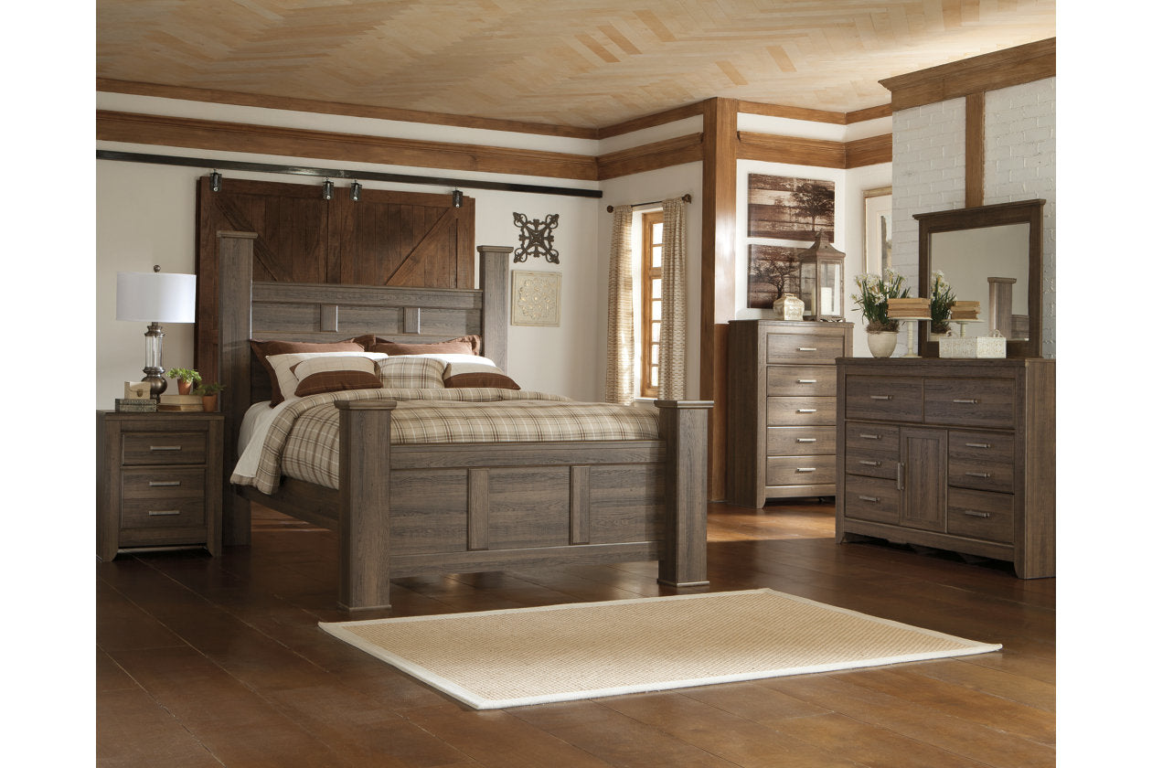 Juararo Dark Brown Queen Poster Bed - SET | B251-64 | B251-67 | B251-98 - Bien Home Furniture &amp; Electronics