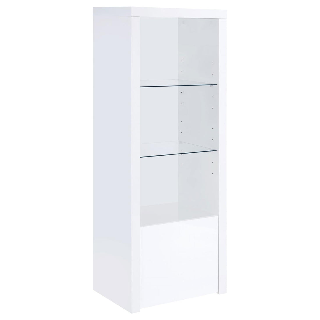 Jude 3-shelf Media Tower With Storage Cabinet White High Gloss - 704254 - Bien Home Furniture & Electronics