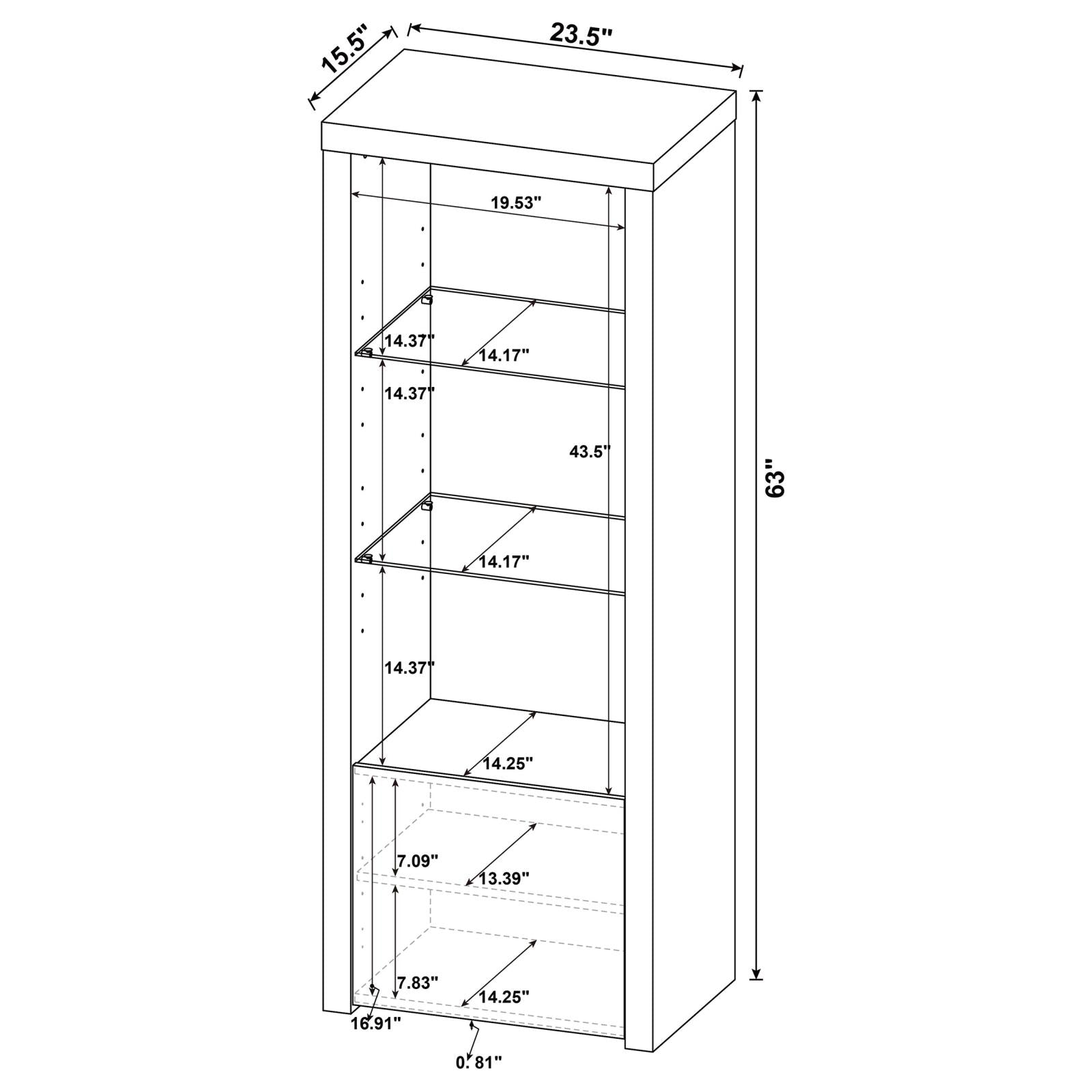 Jude 3-shelf Media Tower With Storage Cabinet White High Gloss - 704254 - Bien Home Furniture & Electronics