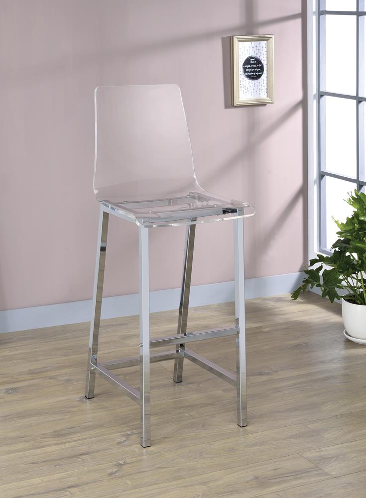 Juelia Chrome/Clear Acrylic Bar Stools, Set of 2 - 100295 - Bien Home Furniture & Electronics