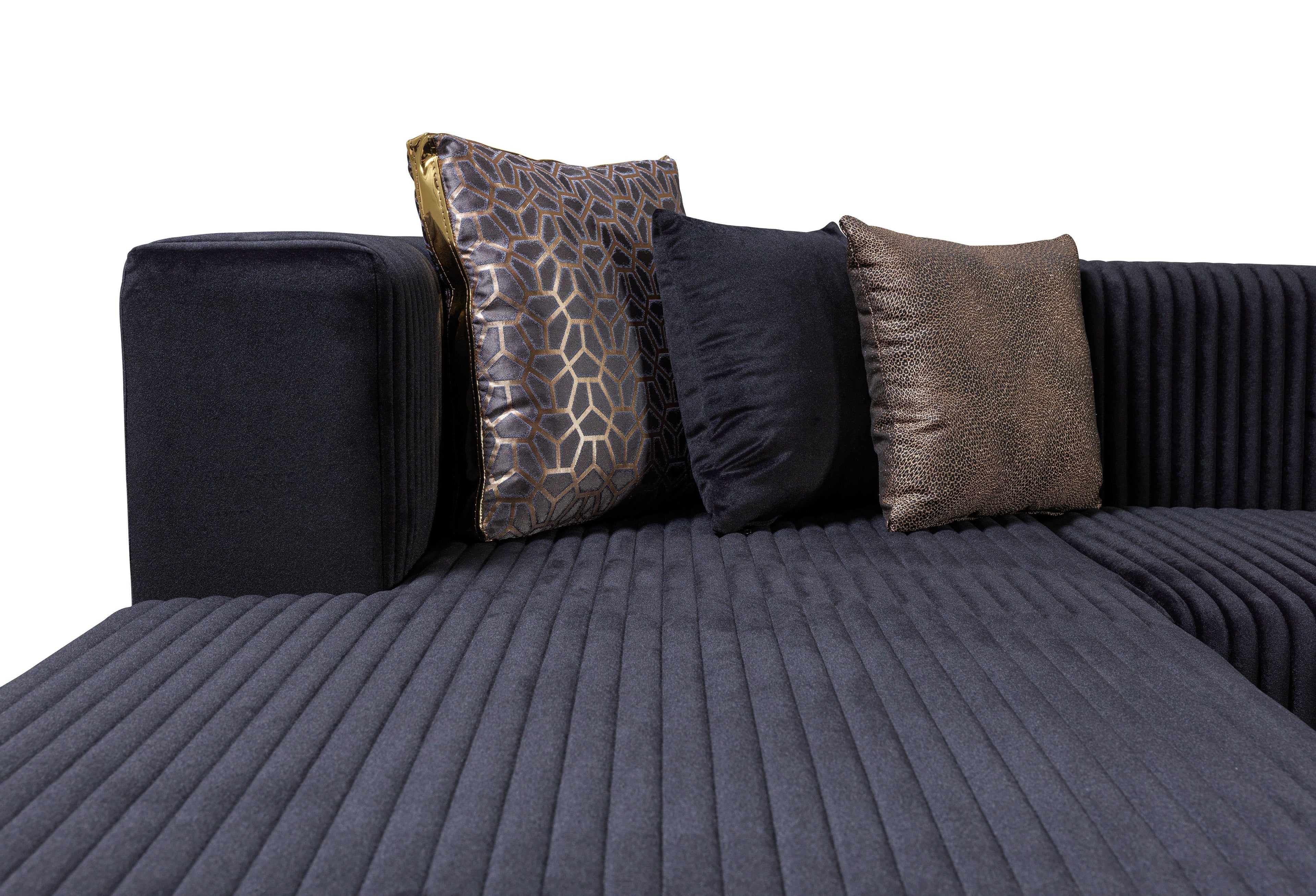 Juliana Black Velvet 4-Piece Sectional - JULIANABLACK-SEC4 - Bien Home Furniture & Electronics