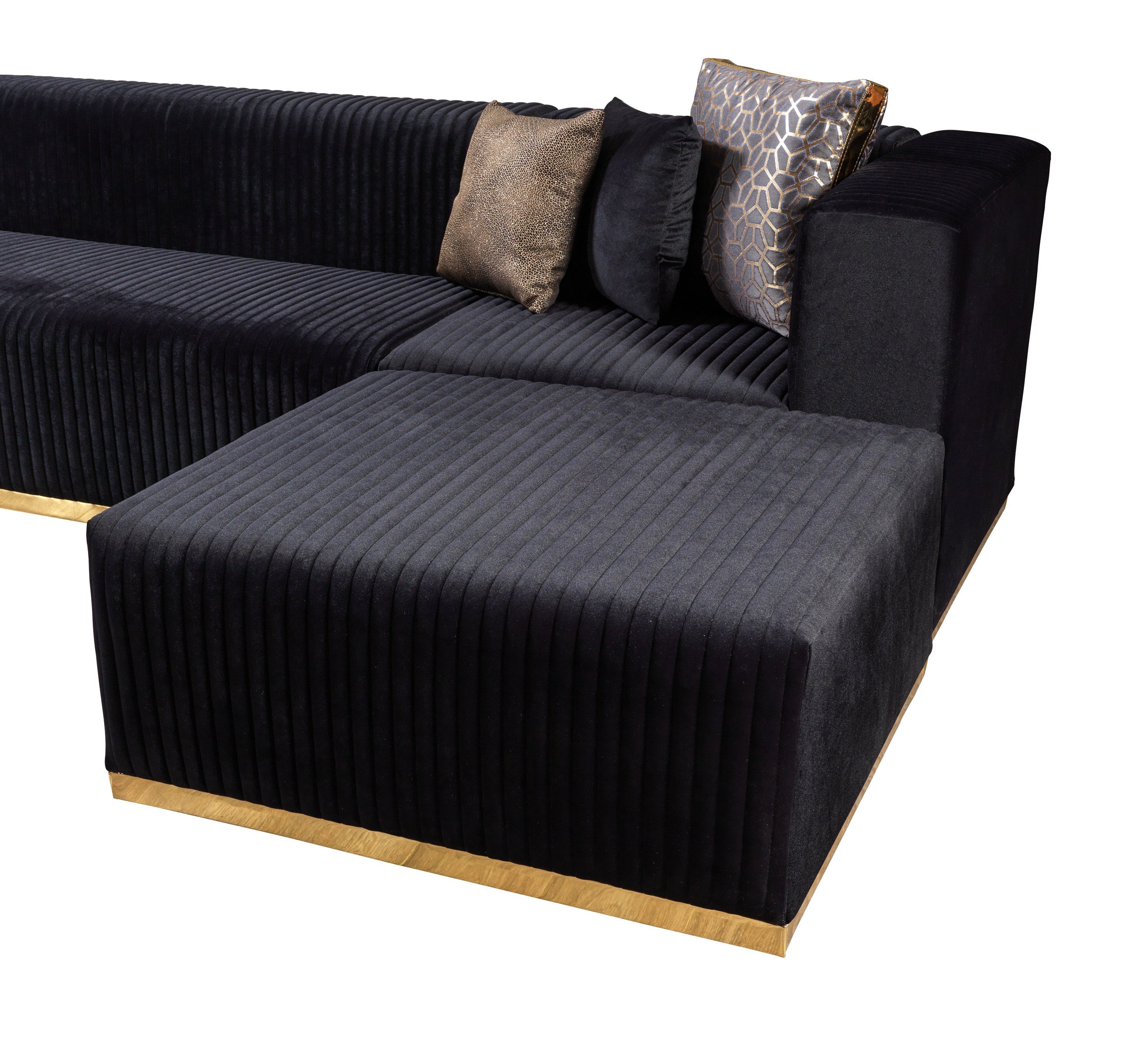 Juliana Black Velvet 4-Piece Sectional - JULIANABLACK-SEC4 - Bien Home Furniture & Electronics