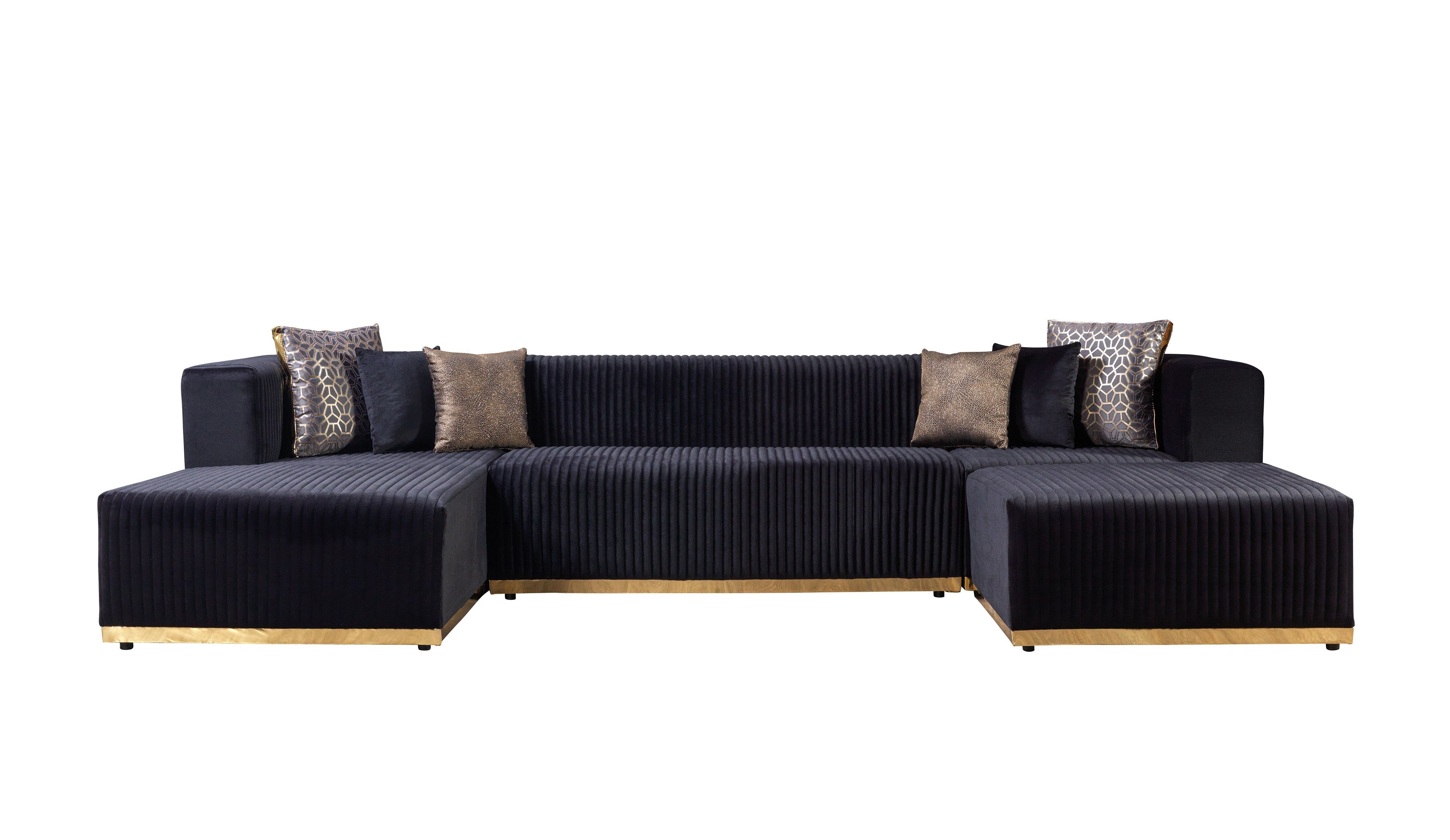 Juliana Black Velvet 4-Piece Sectional - JULIANABLACK-SEC4 - Bien Home Furniture & Electronics