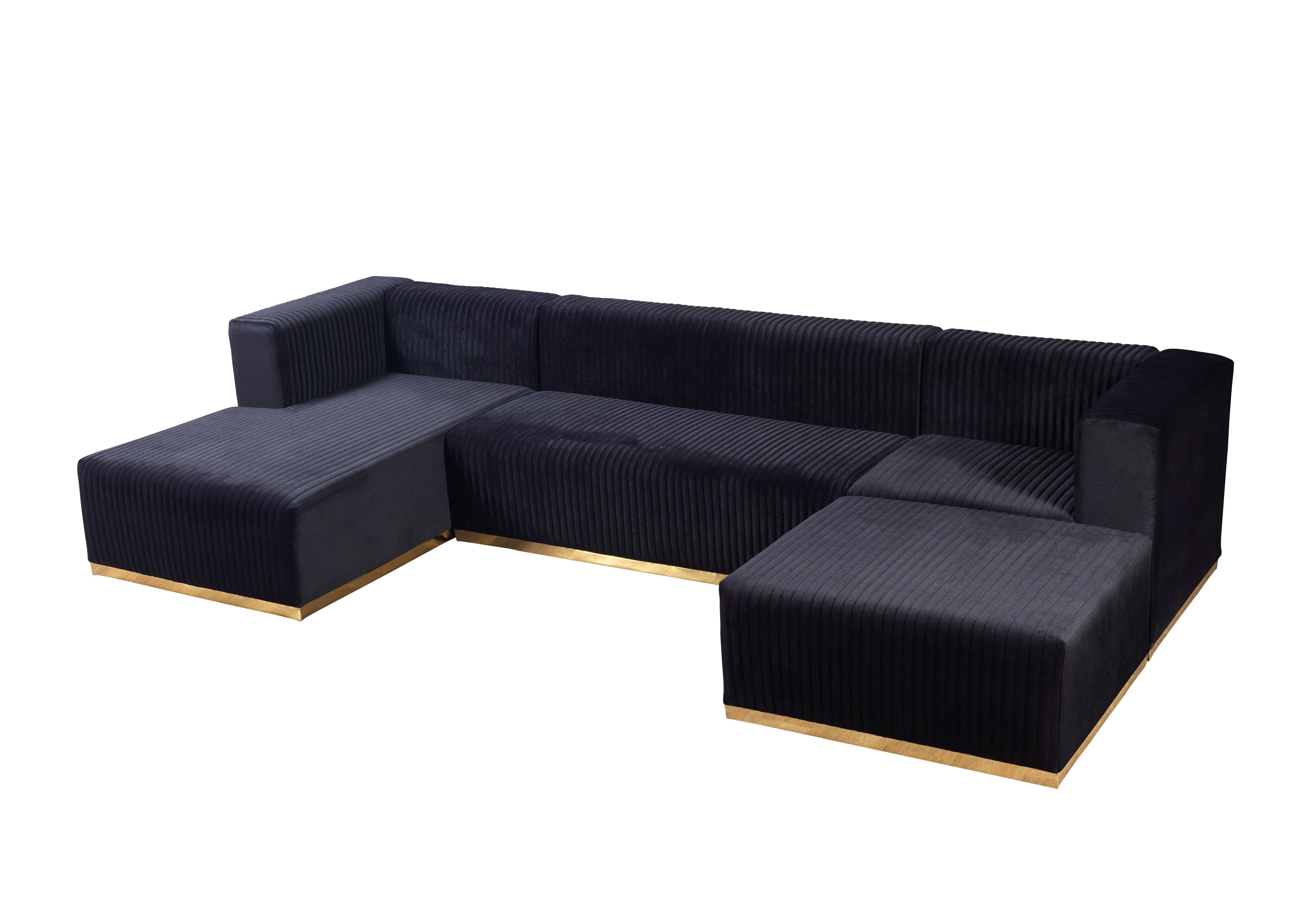 Juliana Black Velvet 4-Piece Sectional - JULIANABLACK-SEC4 - Bien Home Furniture & Electronics