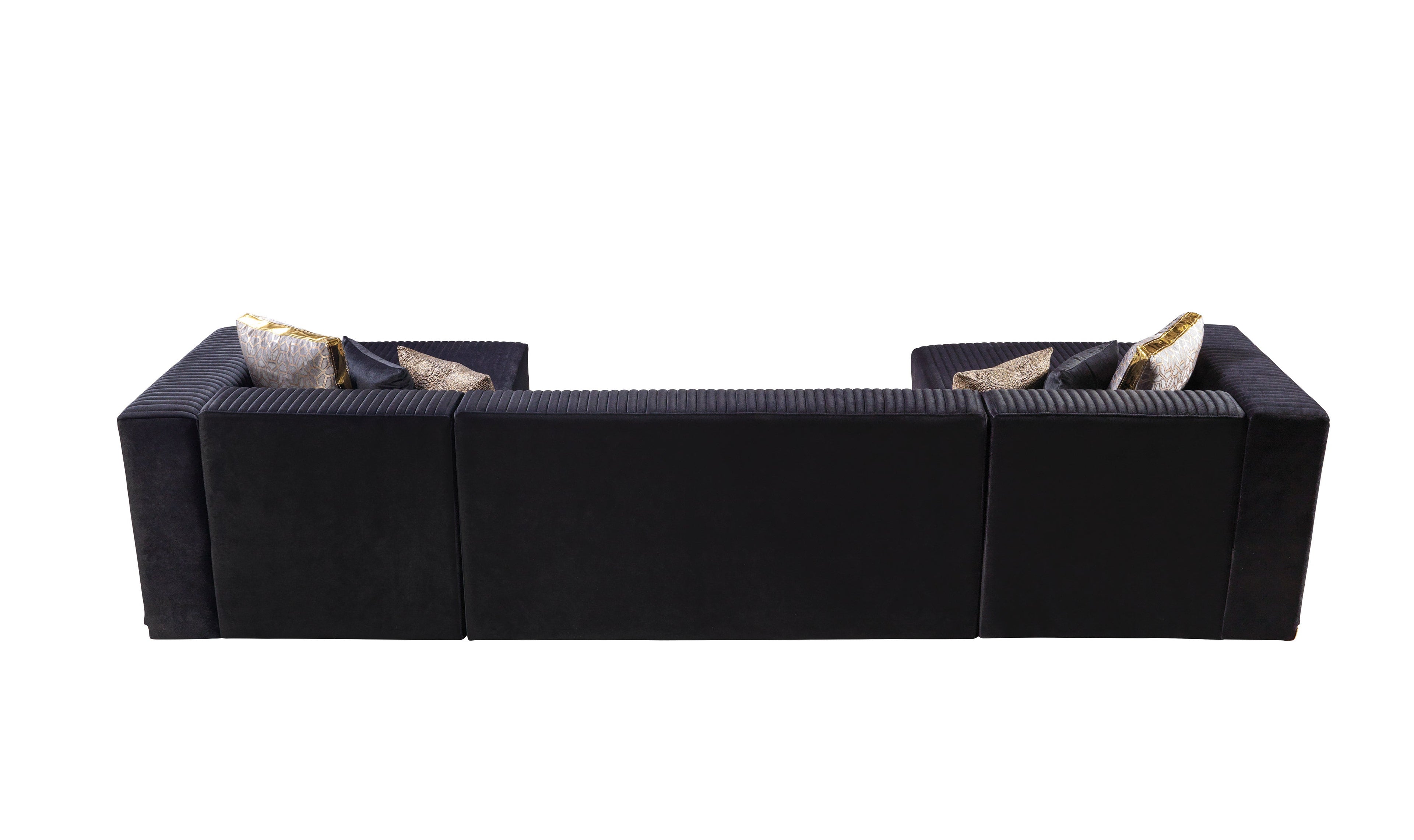 Juliana Black Velvet 4-Piece Sectional - JULIANABLACK-SEC4 - Bien Home Furniture & Electronics