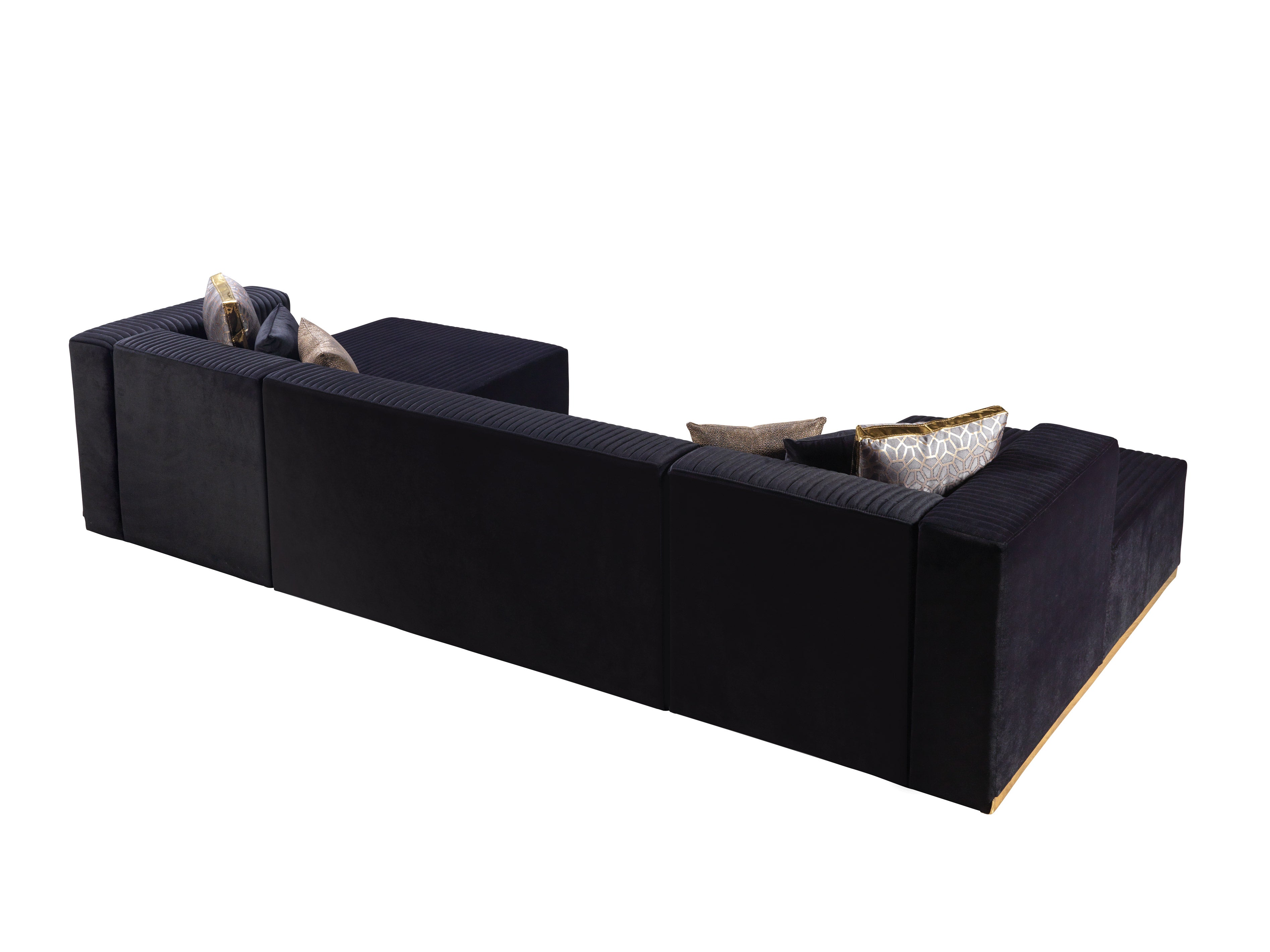 Juliana Black Velvet 4-Piece Sectional - JULIANABLACK-SEC4 - Bien Home Furniture & Electronics