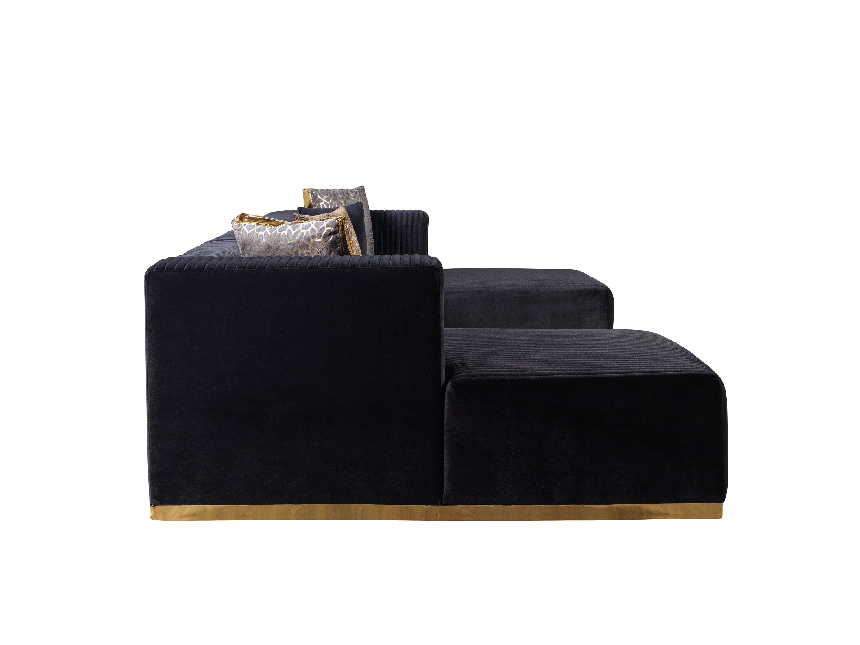 Juliana Black Velvet 4-Piece Sectional - JULIANABLACK-SEC4 - Bien Home Furniture & Electronics