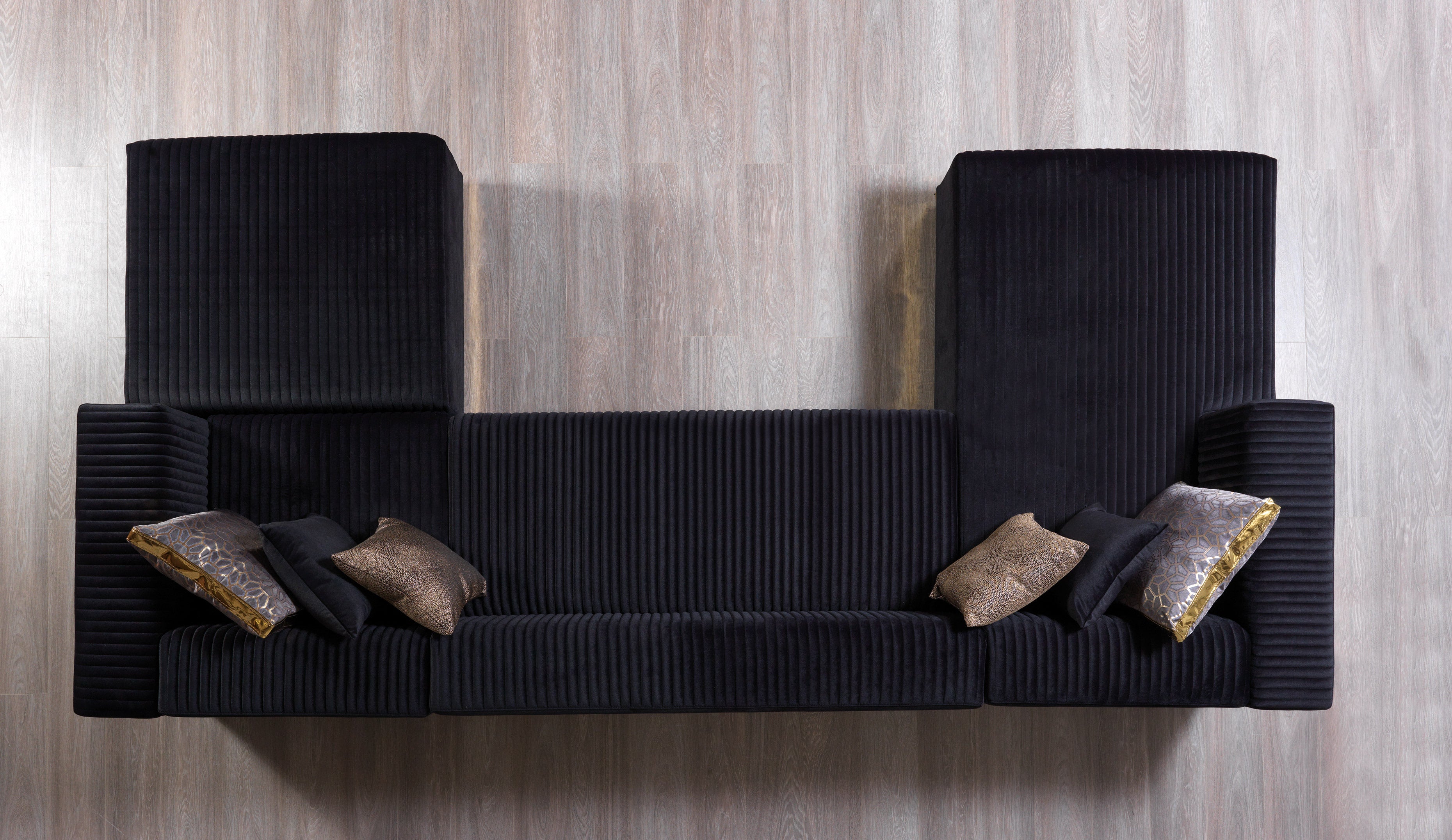 Juliana Black Velvet 4-Piece Sectional - JULIANABLACK-SEC4 - Bien Home Furniture & Electronics