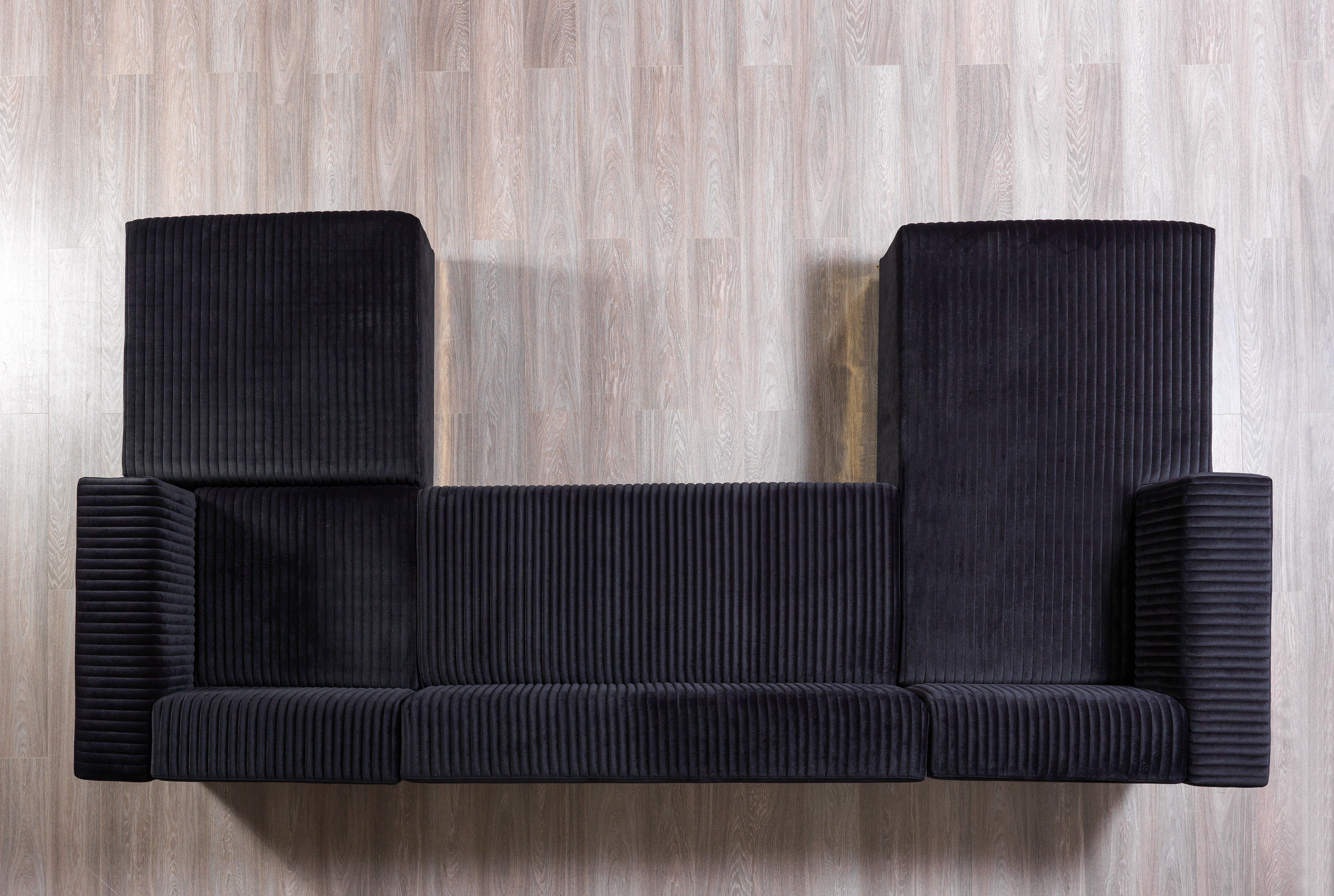 Juliana Black Velvet 4-Piece Sectional - JULIANABLACK-SEC4 - Bien Home Furniture & Electronics