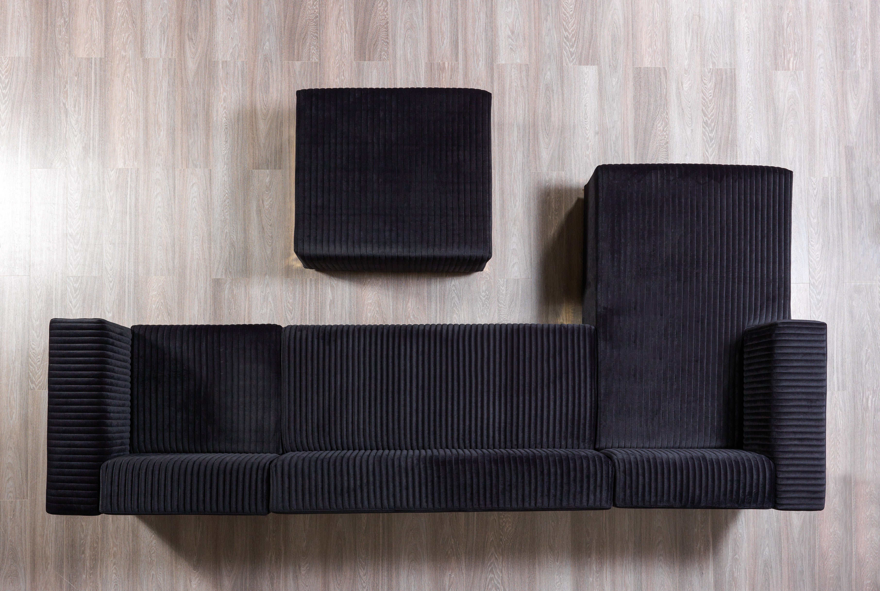 Juliana Black Velvet 4-Piece Sectional - JULIANABLACK-SEC4 - Bien Home Furniture & Electronics