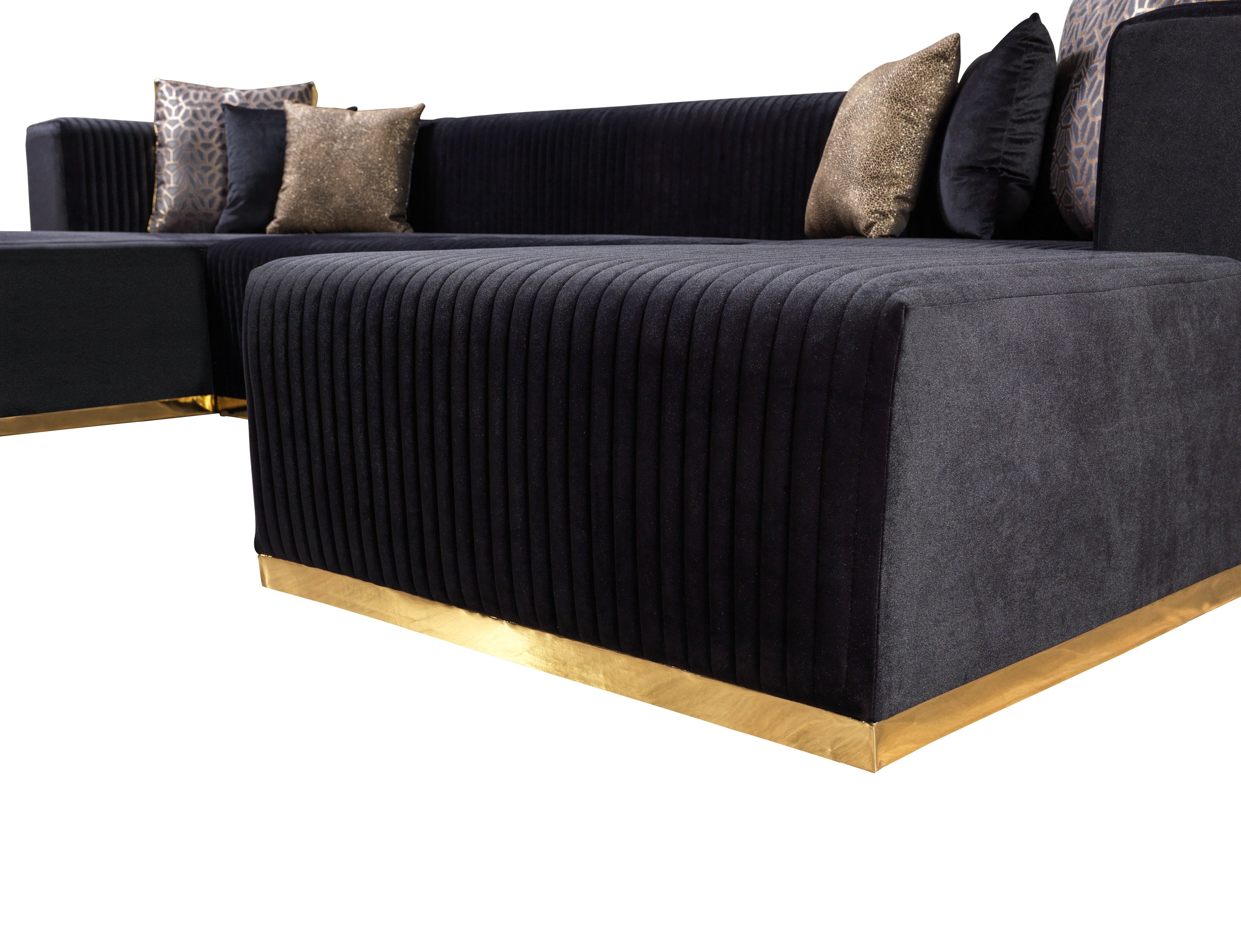 Juliana Black Velvet 4-Piece Sectional - JULIANABLACK-SEC4 - Bien Home Furniture & Electronics