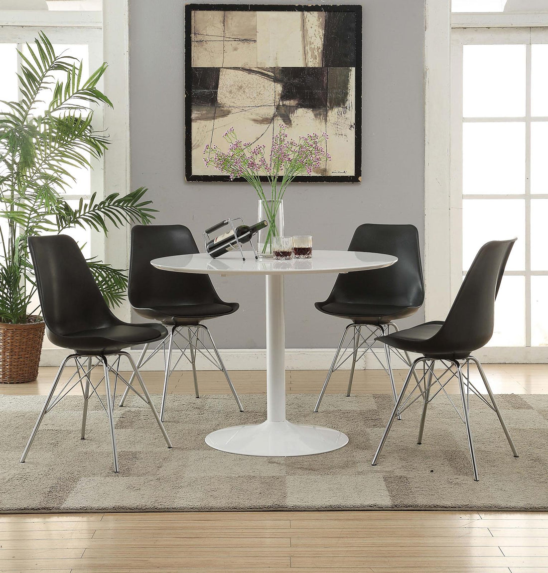 Juniper Black/Chrome Armless Dining Chairs, Set of 2 - 102682 - Bien Home Furniture &amp; Electronics