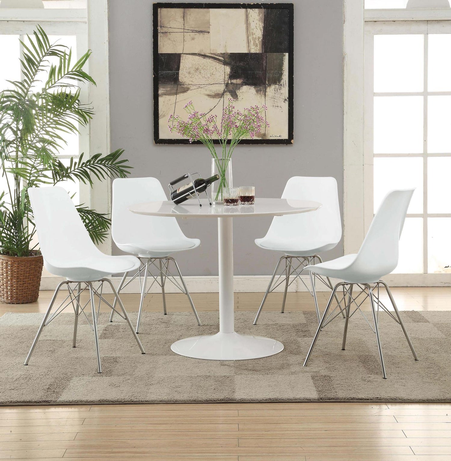 Juniper White/Chrome Armless Dining Chairs, Set of 2 - 102792 - Bien Home Furniture & Electronics