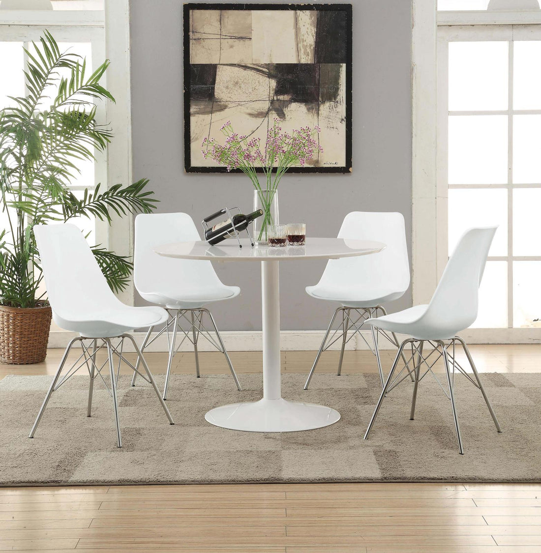 Juniper White/Chrome Armless Dining Chairs, Set of 2 - 102792 - Bien Home Furniture &amp; Electronics