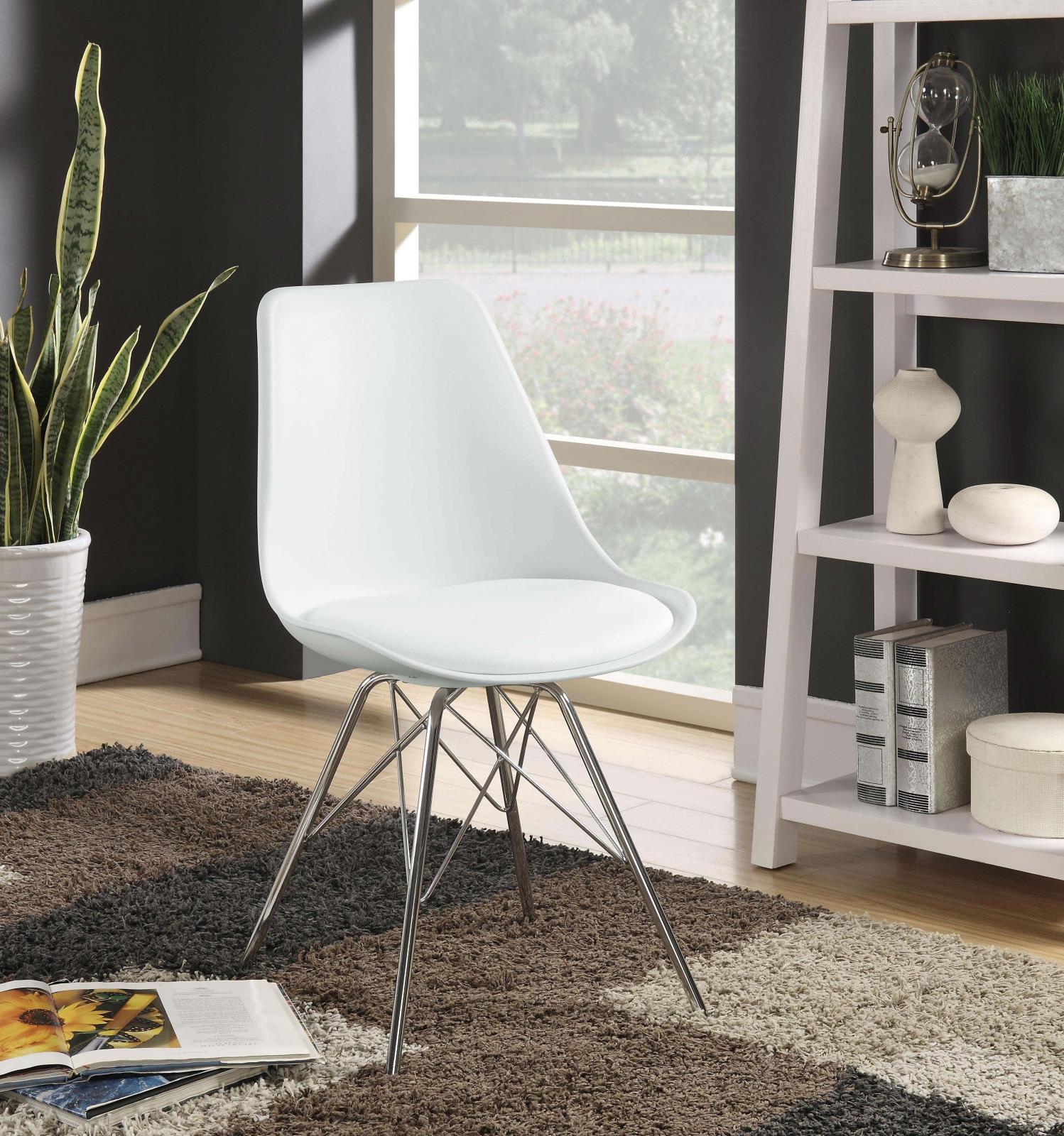 Juniper White/Chrome Armless Dining Chairs, Set of 2 - 102792 - Bien Home Furniture & Electronics