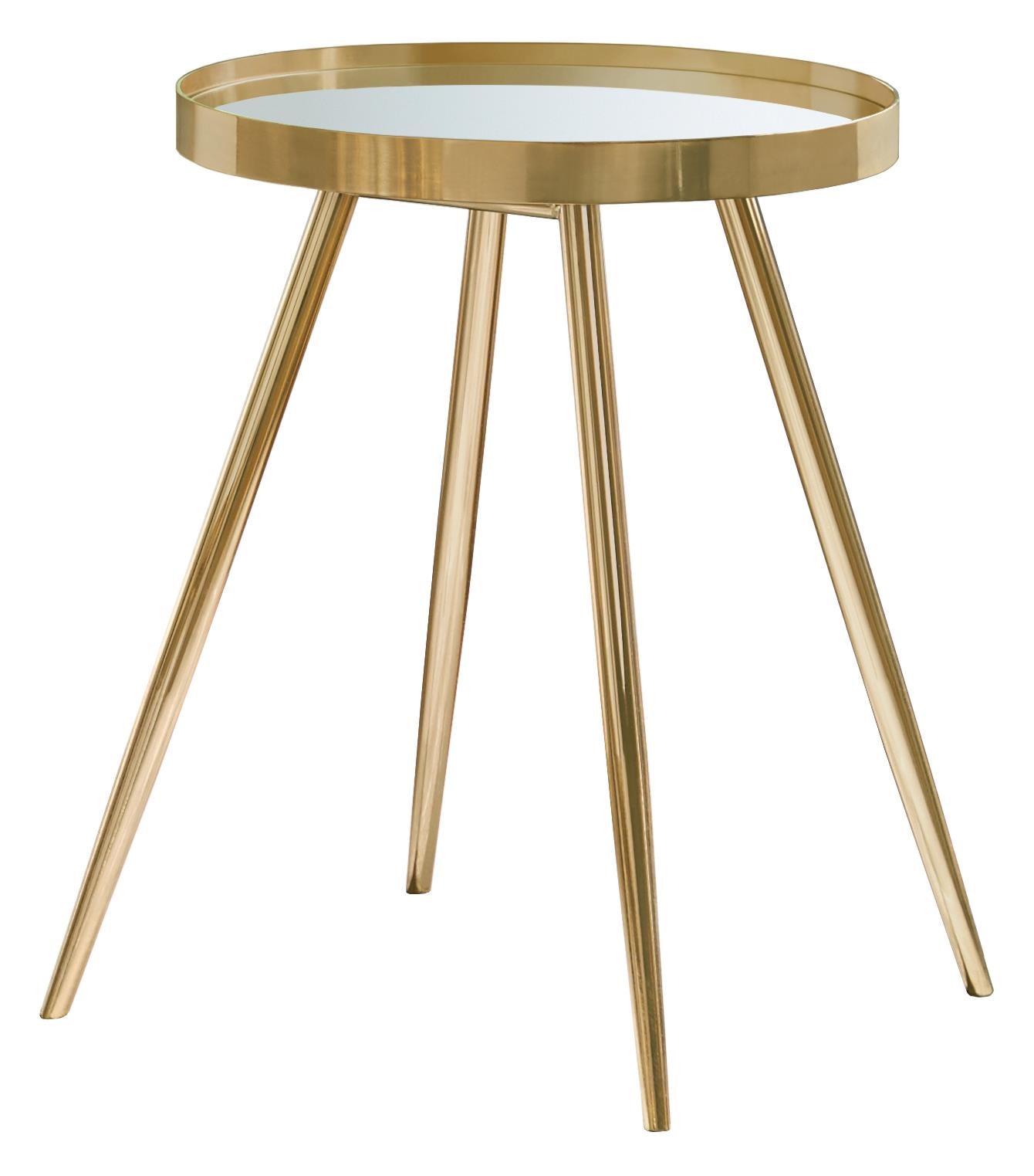 Kaelyn Round Mirror Top End Table Gold - 723917 - Bien Home Furniture & Electronics