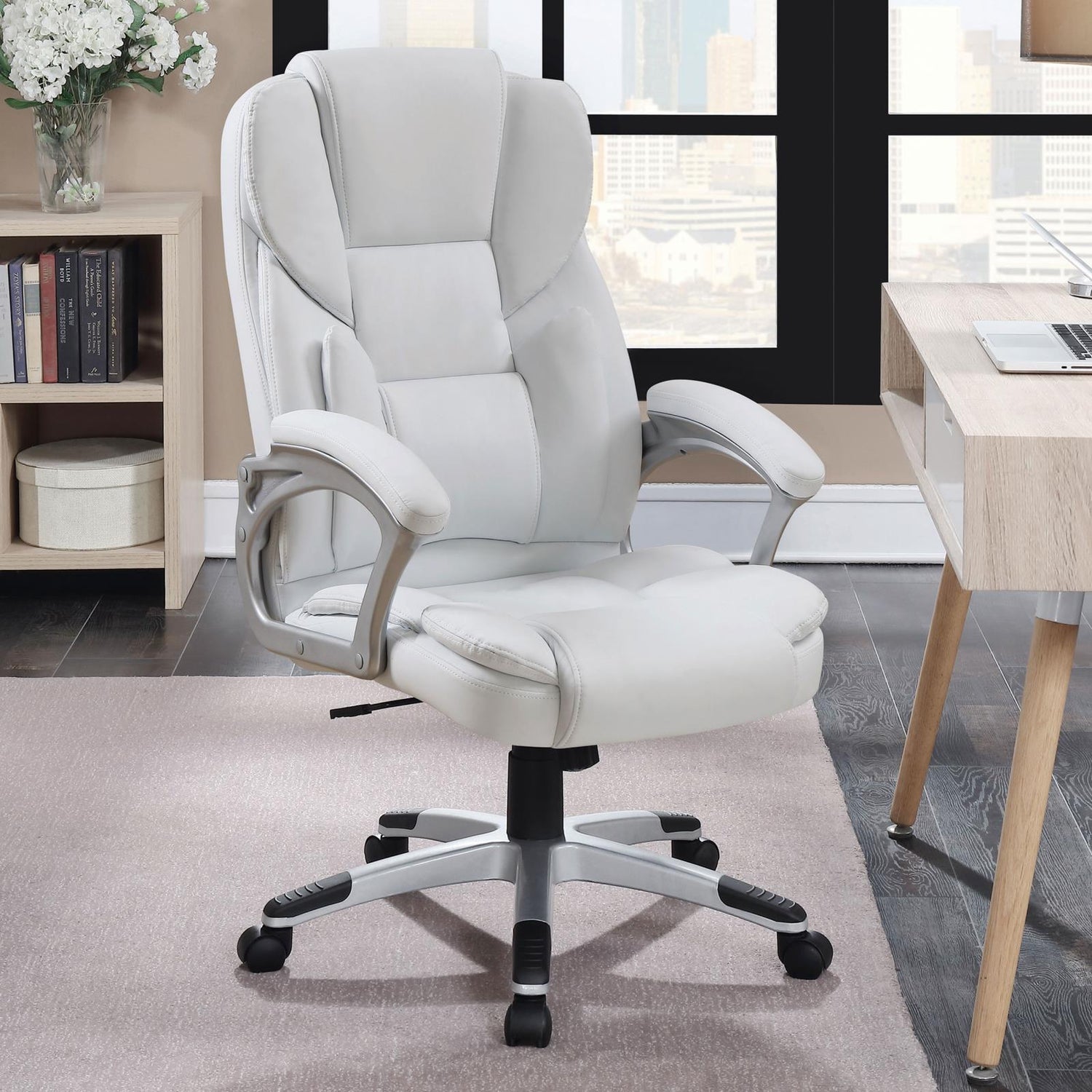 Kaffir White/Silver Adjustable Height Office Chair - 801140 - Bien Home Furniture & Electronics