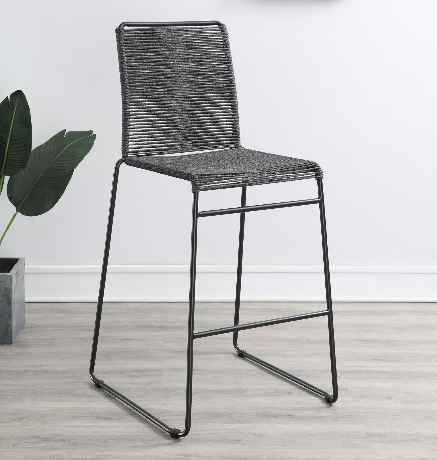 Kai Charcoal/Gunmetal Upholstered Bar Stools with Footrest, Set of 2 - 192064 - Bien Home Furniture & Electronics