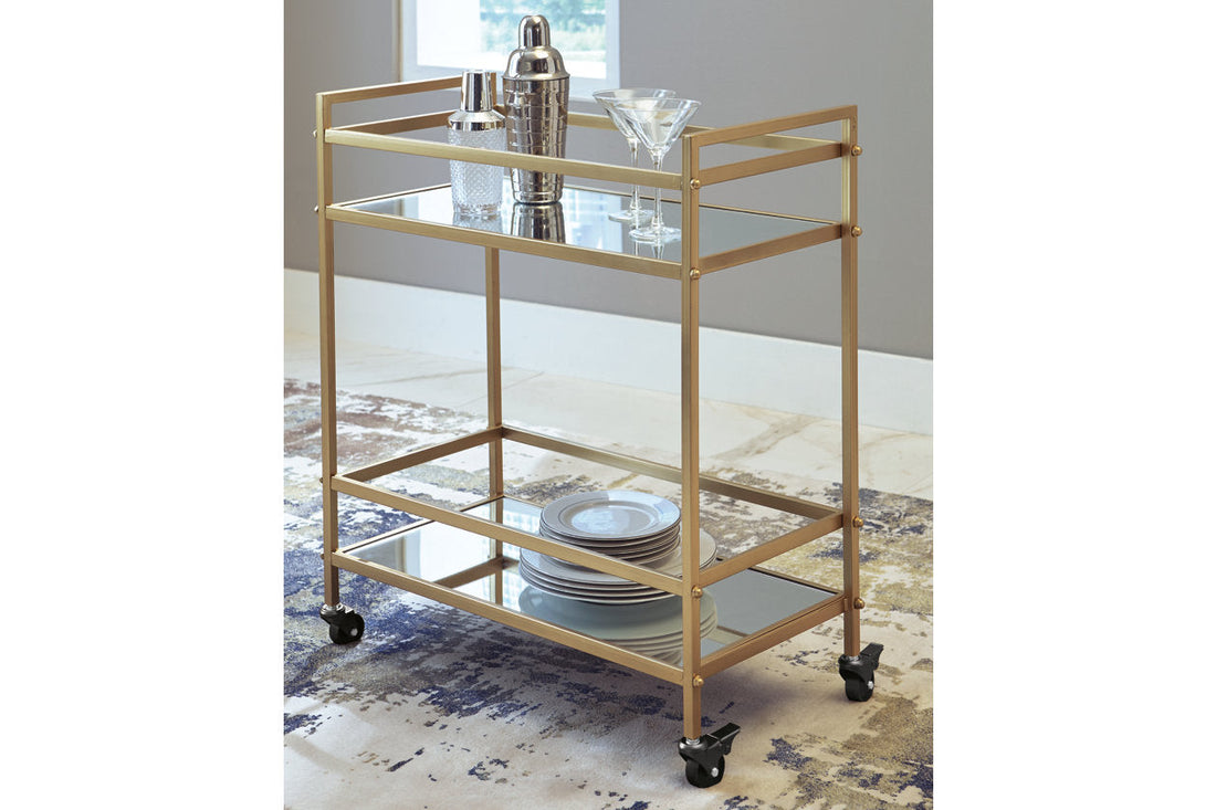 Kailman Gold Finish Bar Cart - A4000095 - Bien Home Furniture &amp; Electronics