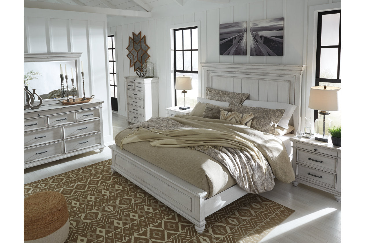 Kanwyn Whitewash King Panel Bed - SET | B777-56 | B777-58 | B777-97 - Bien Home Furniture & Electronics