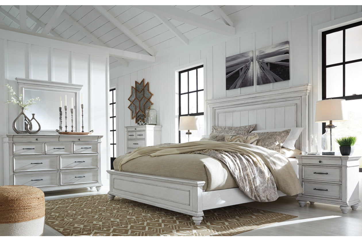 Kanwyn Whitewash King Panel Bed - SET | B777-56 | B777-58 | B777-97 - Bien Home Furniture & Electronics