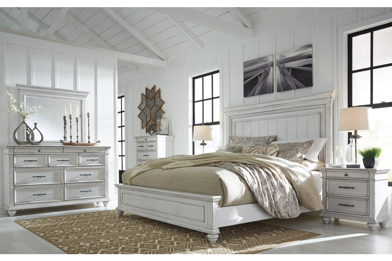Kanwyn Whitewash King Panel Bed - SET | B777-56 | B777-58 | B777-97 - Bien Home Furniture & Electronics