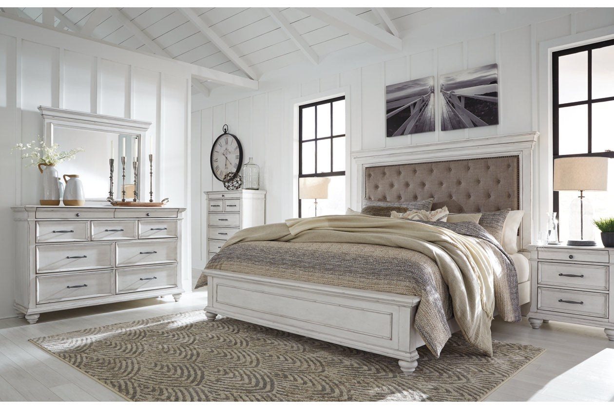 Kanwyn Whitewash King Panel Bed - SET | B777-56 | B777-97 | B777-158 - Bien Home Furniture &amp; Electronics