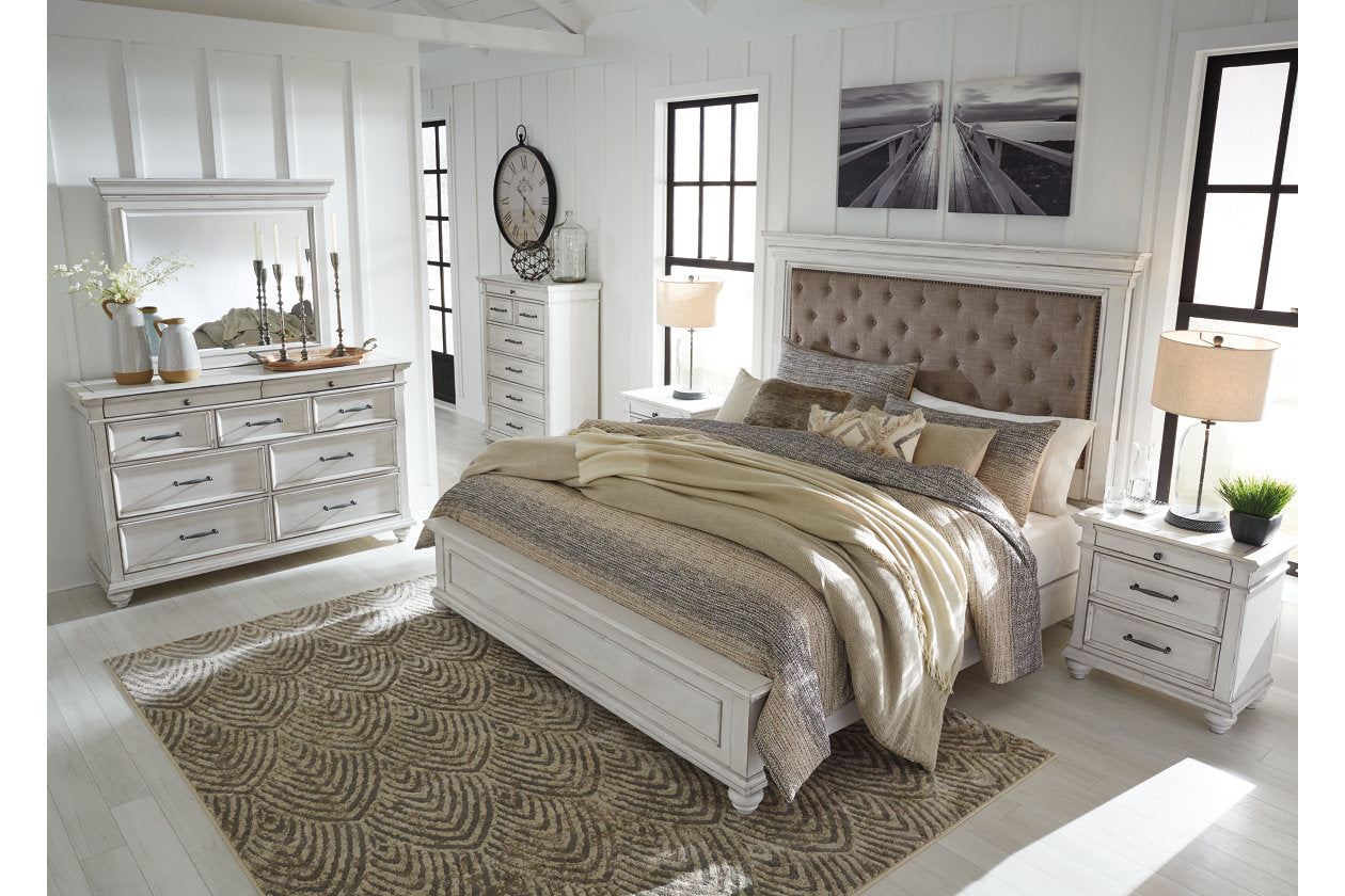 Kanwyn Whitewash King Panel Bed - SET | B777-56 | B777-97 | B777-158 - Bien Home Furniture & Electronics