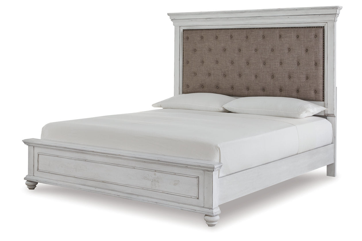 Kanwyn Whitewash King Panel Bed - SET | B777-56 | B777-97 | B777-158 - Bien Home Furniture &amp; Electronics