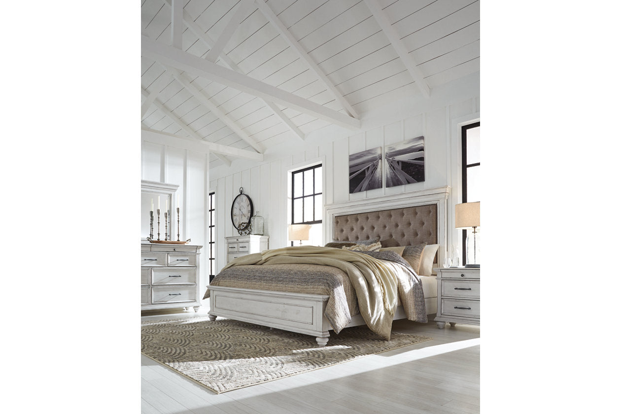 Kanwyn Whitewash King Panel Bed - SET | B777-56 | B777-97 | B777-158 - Bien Home Furniture & Electronics