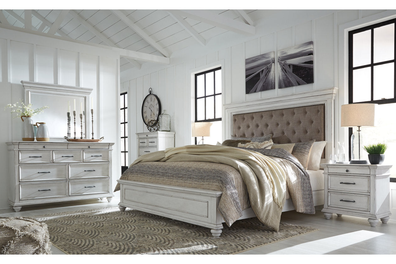 Kanwyn Whitewash King Panel Bed - SET | B777-56 | B777-97 | B777-158 - Bien Home Furniture & Electronics