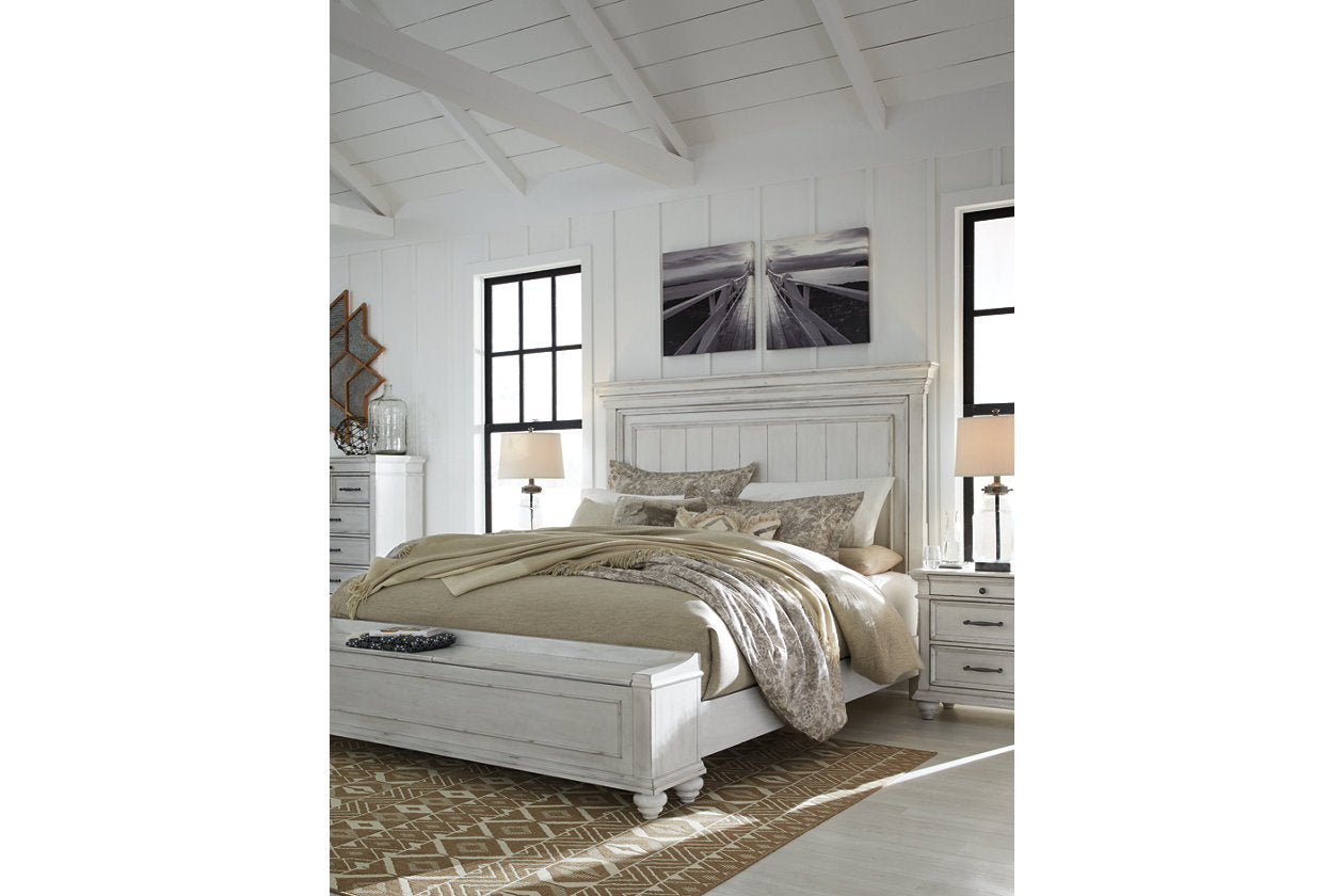 Kanwyn Whitewash King Panel Bed with Storage Bench - SET | B777-56S | B777-58 | B777-97 - Bien Home Furniture &amp; Electronics