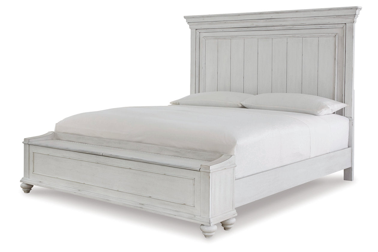 Kanwyn Whitewash King Panel Bed with Storage Bench - SET | B777-56S | B777-58 | B777-97 - Bien Home Furniture &amp; Electronics