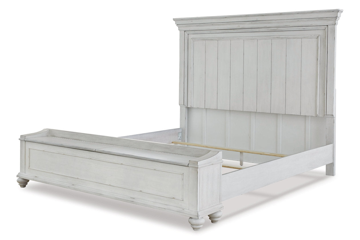 Kanwyn Whitewash King Panel Bed with Storage Bench - SET | B777-56S | B777-58 | B777-97 - Bien Home Furniture &amp; Electronics