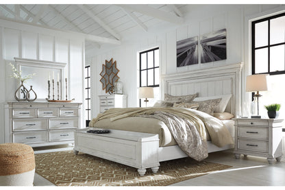 Kanwyn Whitewash King Panel Bed with Storage Bench - SET | B777-56S | B777-58 | B777-97 - Bien Home Furniture &amp; Electronics