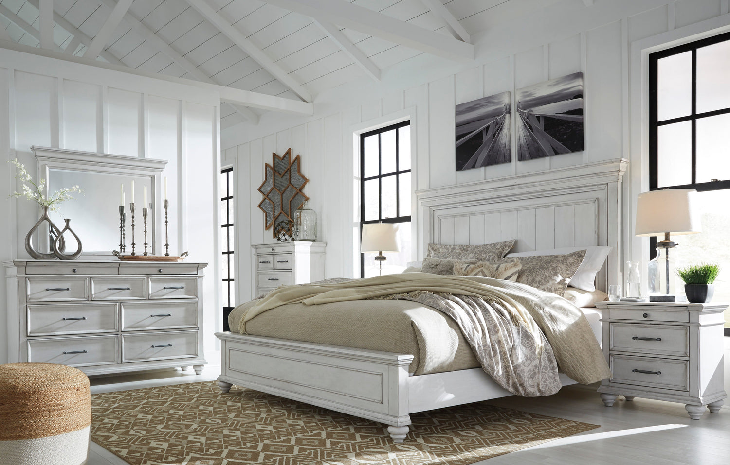 Kanwyn Whitewash Panel Bedroom Set - SET | B777-56 | B777-58 | B777-97 | B777-31 | B777-36 - Bien Home Furniture & Electronics