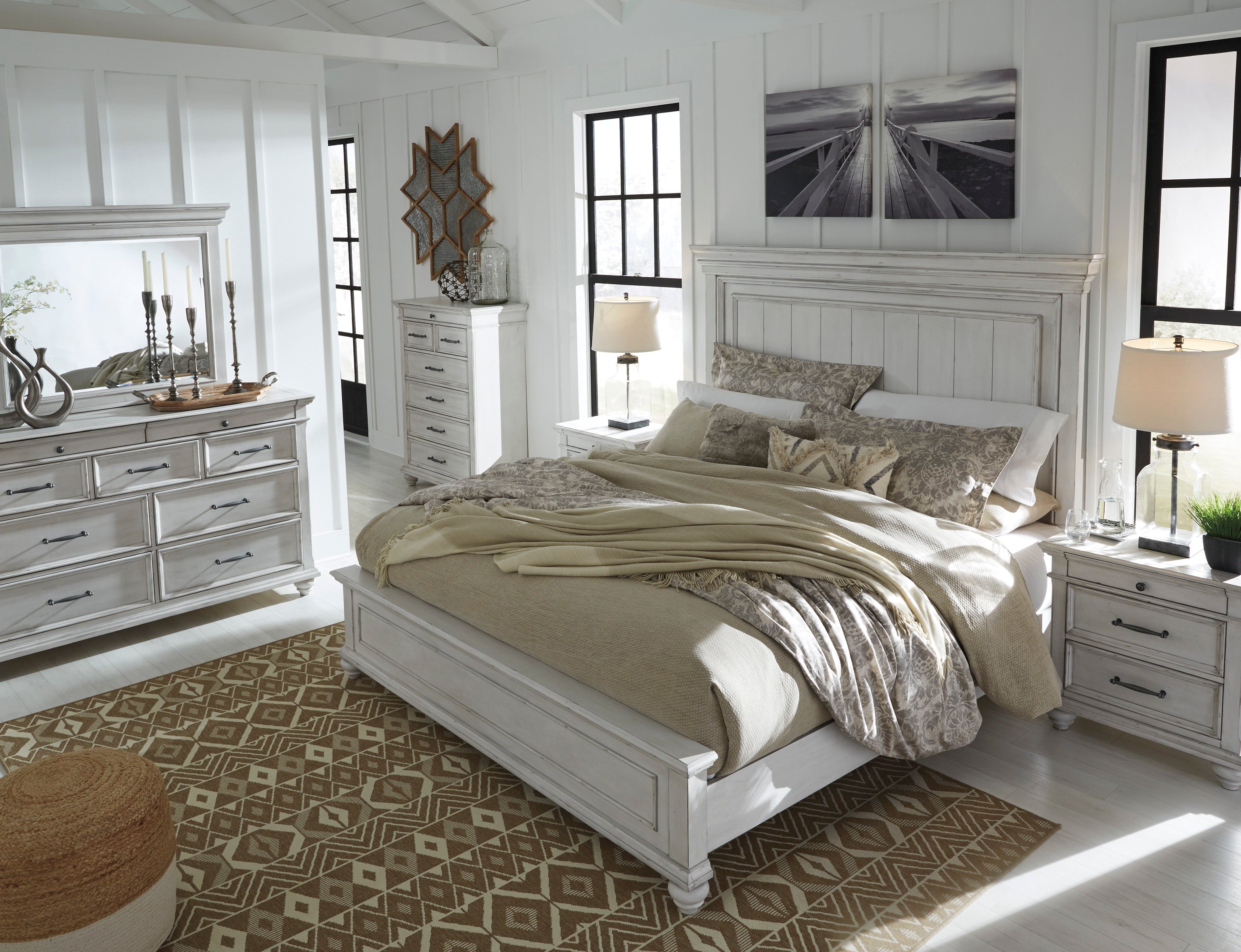 Kanwyn Whitewash Panel Bedroom Set - SET | B777-56 | B777-58 | B777-97 | B777-31 | B777-36 - Bien Home Furniture &amp; Electronics