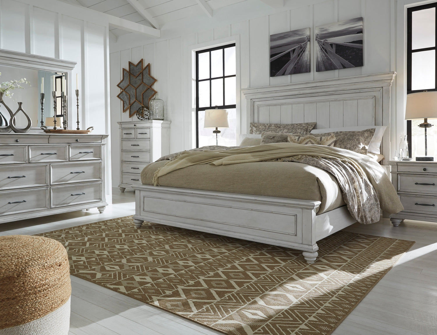 Kanwyn Whitewash Panel Bedroom Set - SET | B777-56 | B777-58 | B777-97 | B777-31 | B777-36 - Bien Home Furniture & Electronics