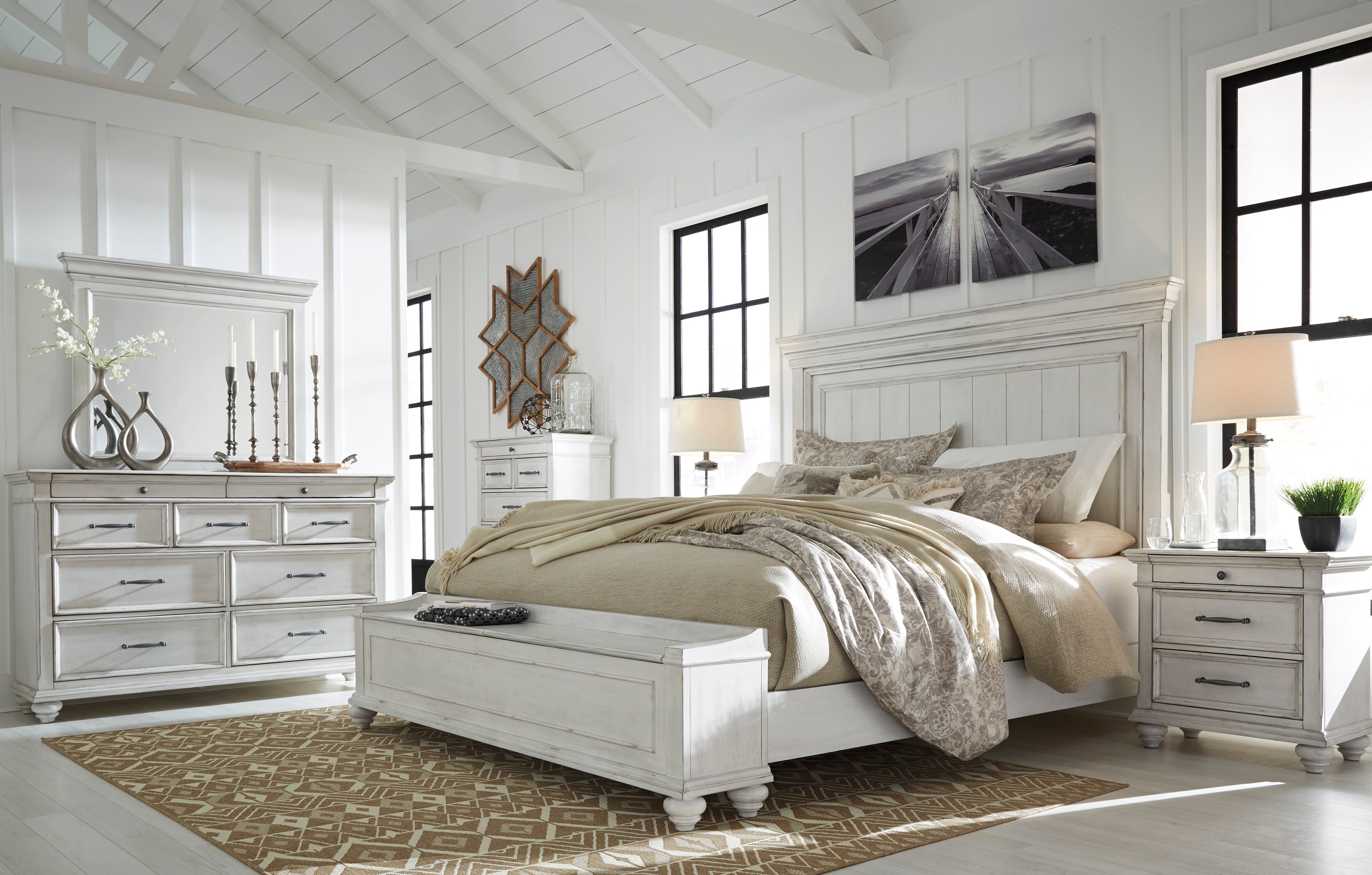 Kanwyn Whitewash Panel Storage Bedroom Set - SET | B777-56S | B777-58 | B777-97 | B777-31 | B777-36 | B777-93 | B777-46 - Bien Home Furniture & Electronics