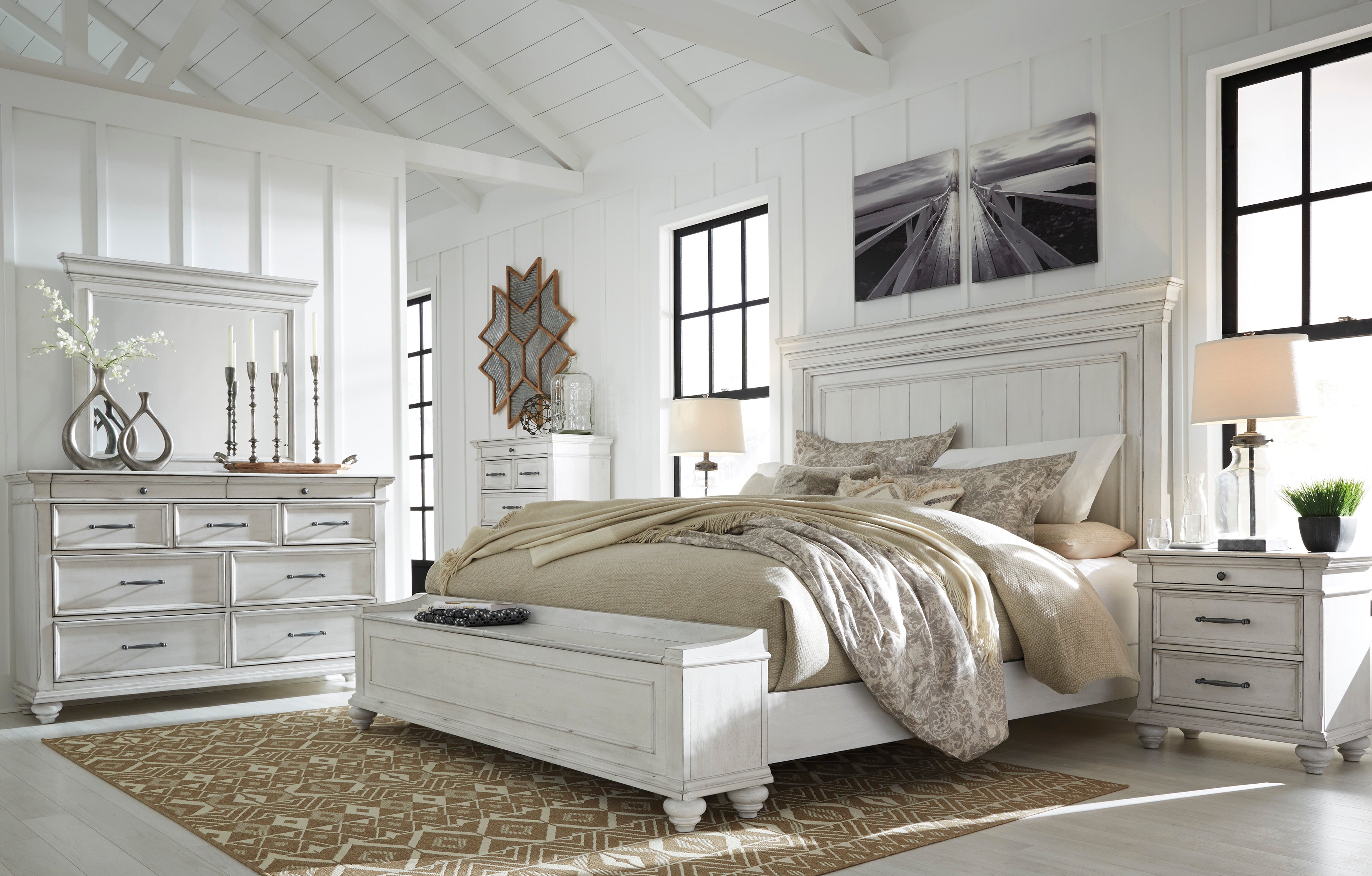 Kanwyn Whitewash Panel Storage Bedroom Set - SET | B777-56S | B777-58 | B777-97 | B777-31 | B777-36 | B777-93 | B777-46 - Bien Home Furniture &amp; Electronics