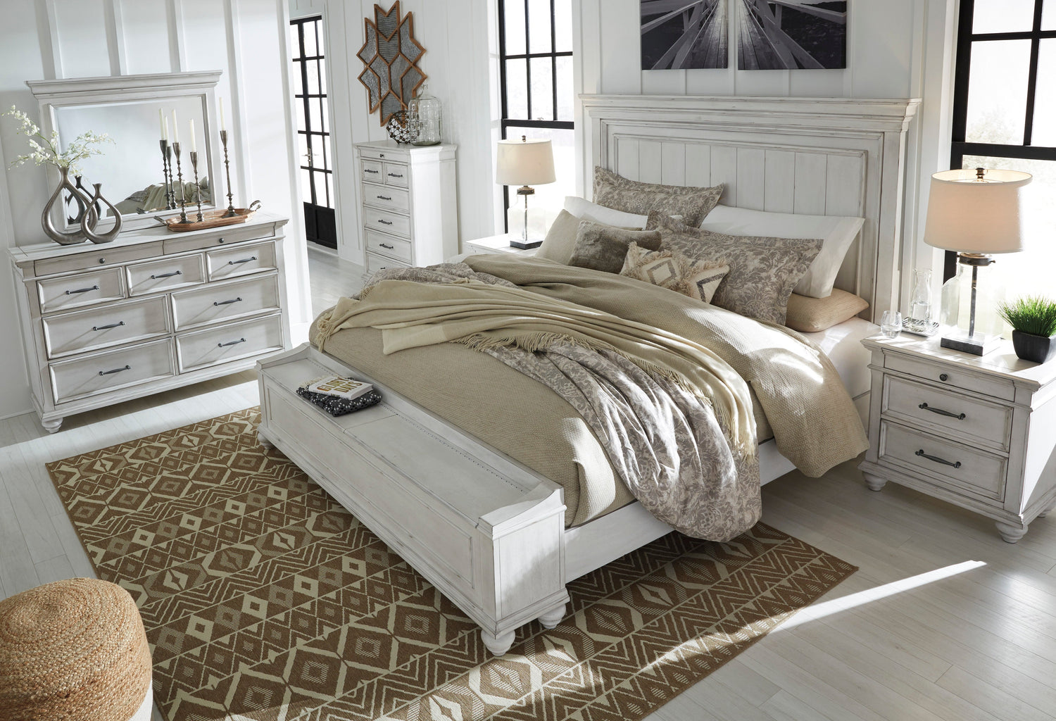 Kanwyn Whitewash Panel Storage Bedroom Set - SET | B777-56S | B777-58 | B777-97 | B777-31 | B777-36 | B777-93 | B777-46 - Bien Home Furniture & Electronics
