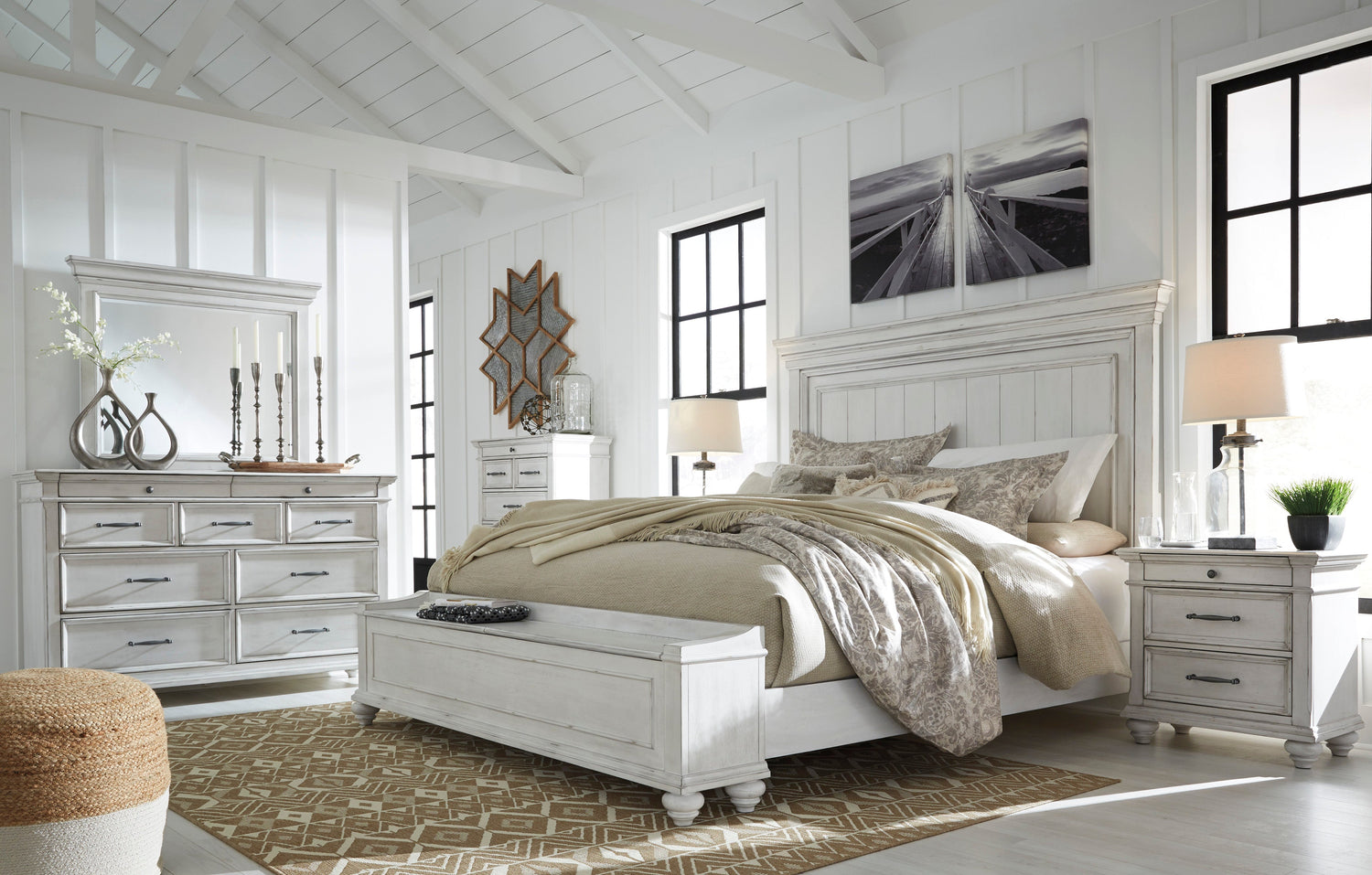 Kanwyn Whitewash Panel Storage Bedroom Set - SET | B777-56S | B777-58 | B777-97 | B777-31 | B777-36 | B777-93 | B777-46 - Bien Home Furniture & Electronics