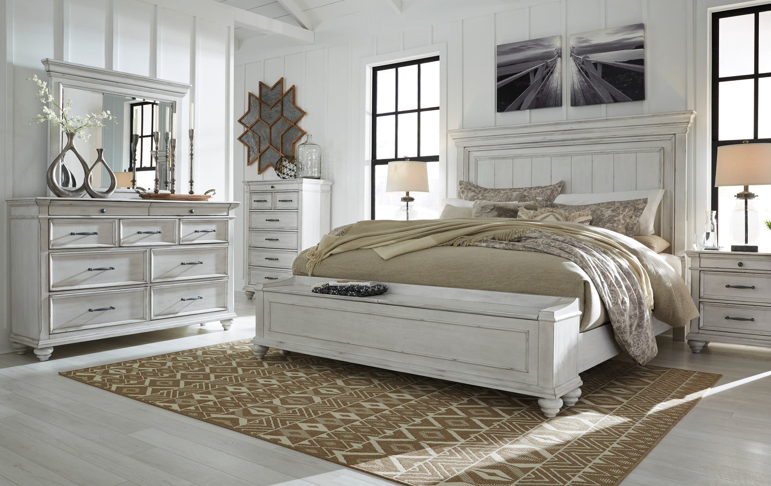Kanwyn Whitewash Panel Storage Bedroom Set - SET | B777-56S | B777-58 | B777-97 | B777-31 | B777-36 | B777-93 | B777-46 - Bien Home Furniture & Electronics